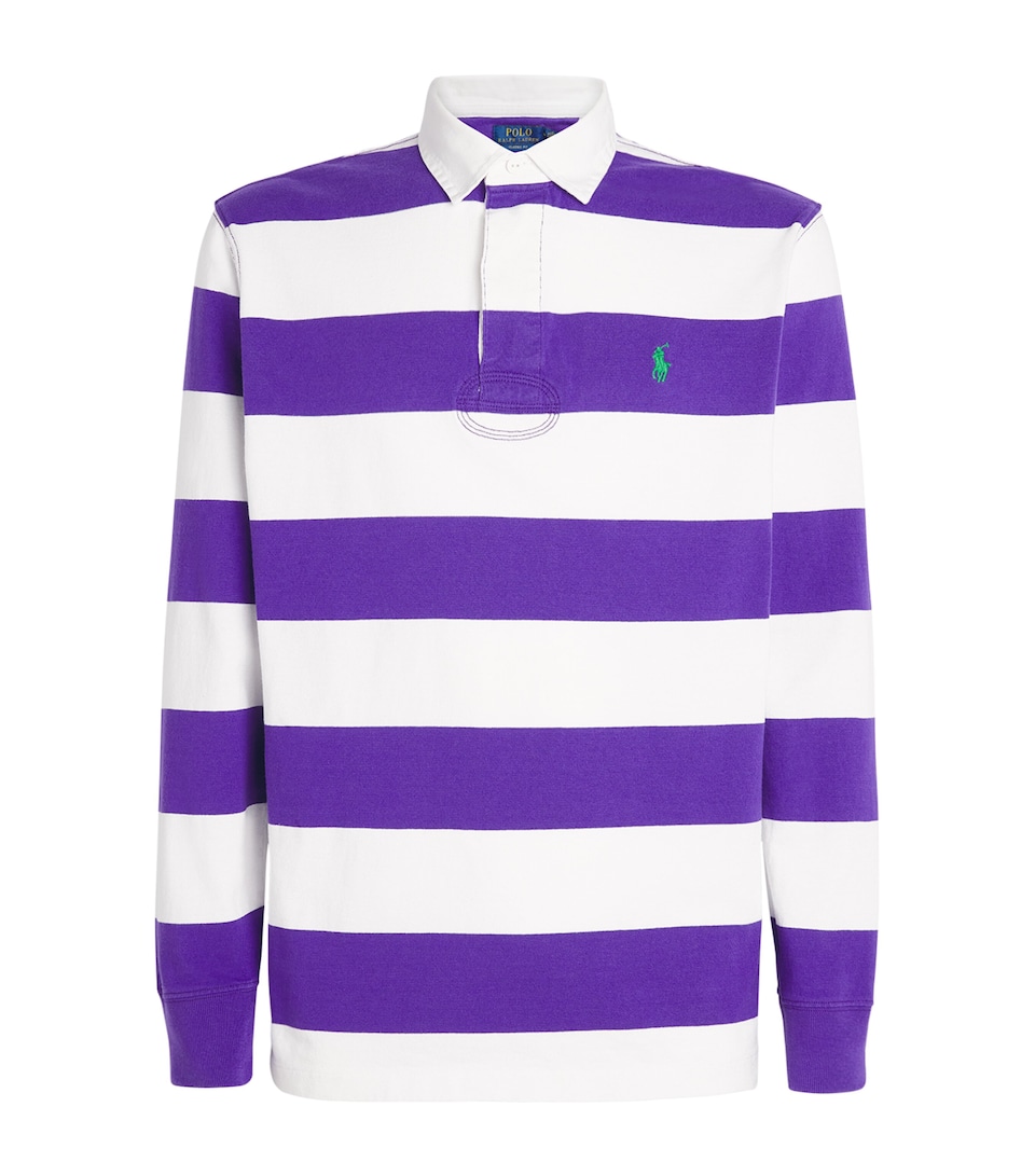 Cotton Stripe Polo Pony Rugby Shirt