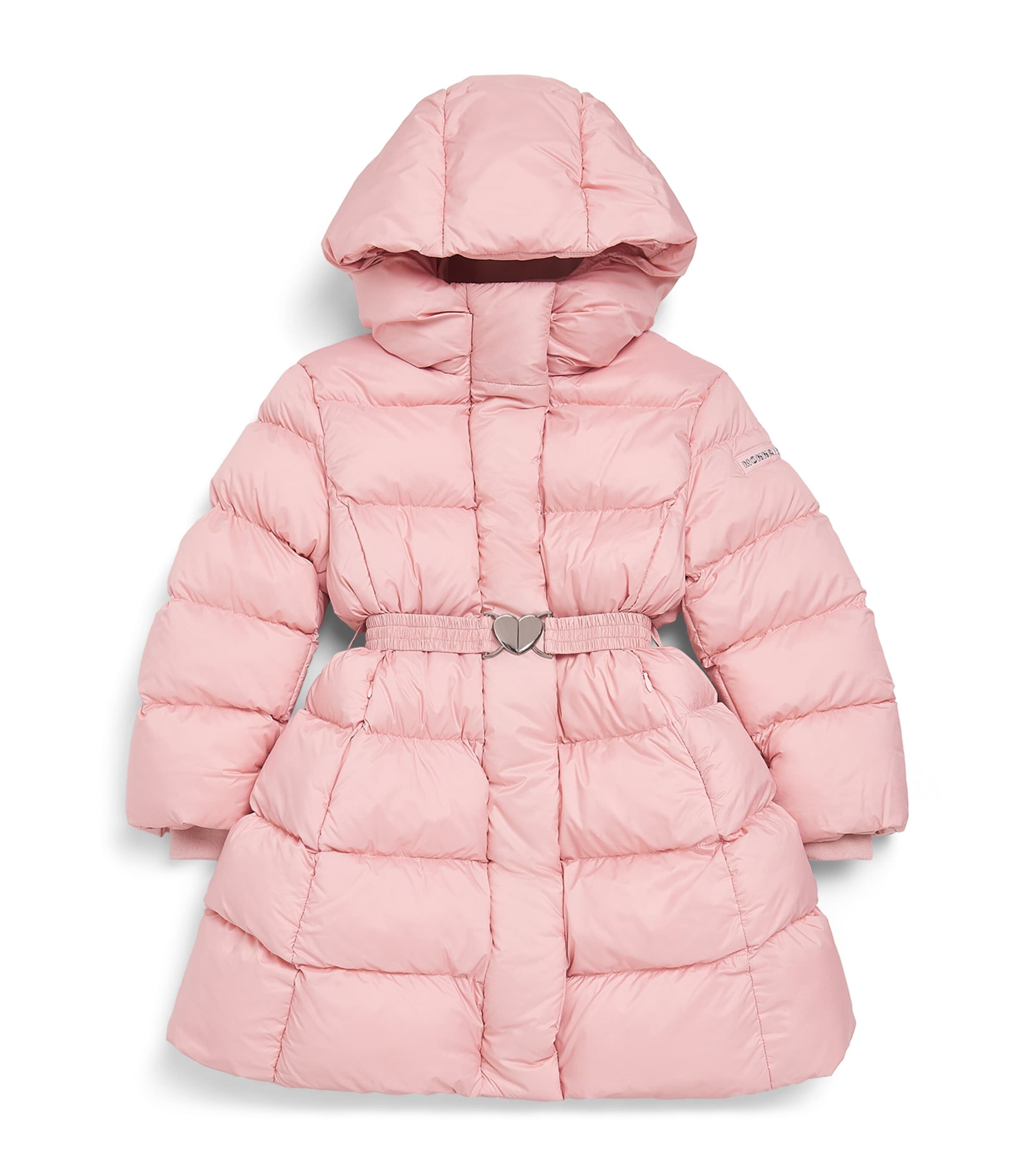 Monnalisa Heart-Belt Puffer Jacket (2-12 Years) Blush Rose