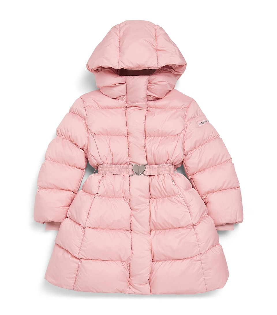Monnalisa Heart-Belt Puffer Jacket (2-12 Years) Blush Rose