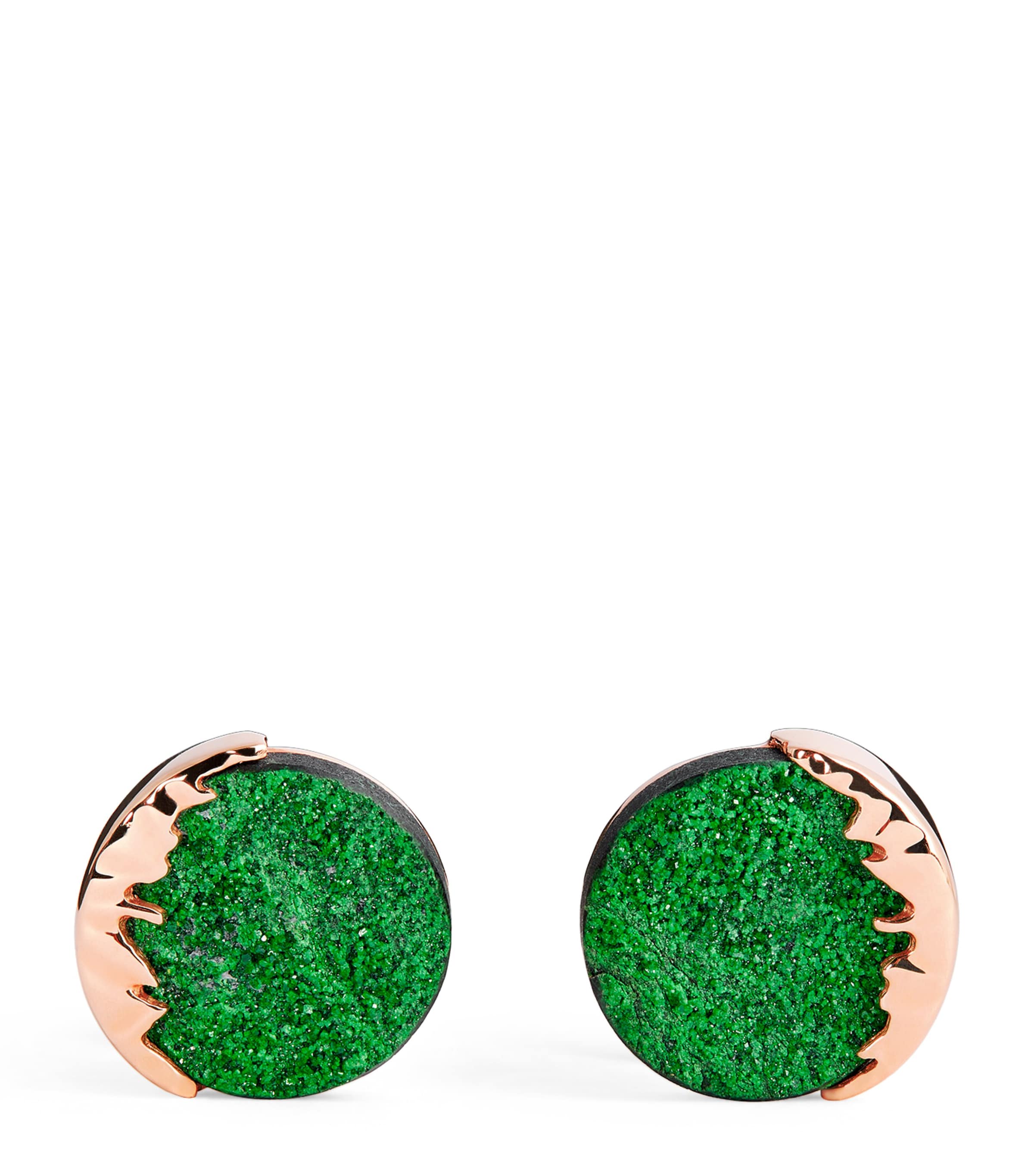 Rose Gold and Green Garnet Cufflinks