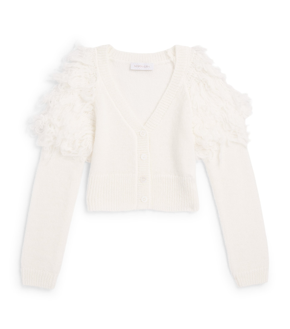 Monnalisa Faux-Fur Fringe Cardigan (4-12 Years) Panna
