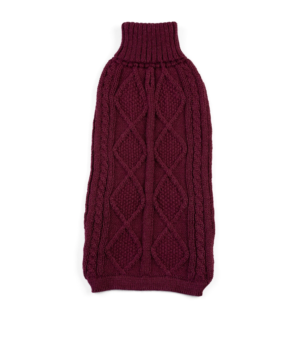 ALQO WASI Alpaca-Blend Aran Knit Dog Sweater (X-Small) Red Wine