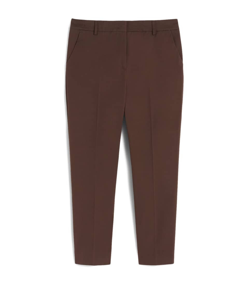 Cotton-Blend Cropped Slim Trousers