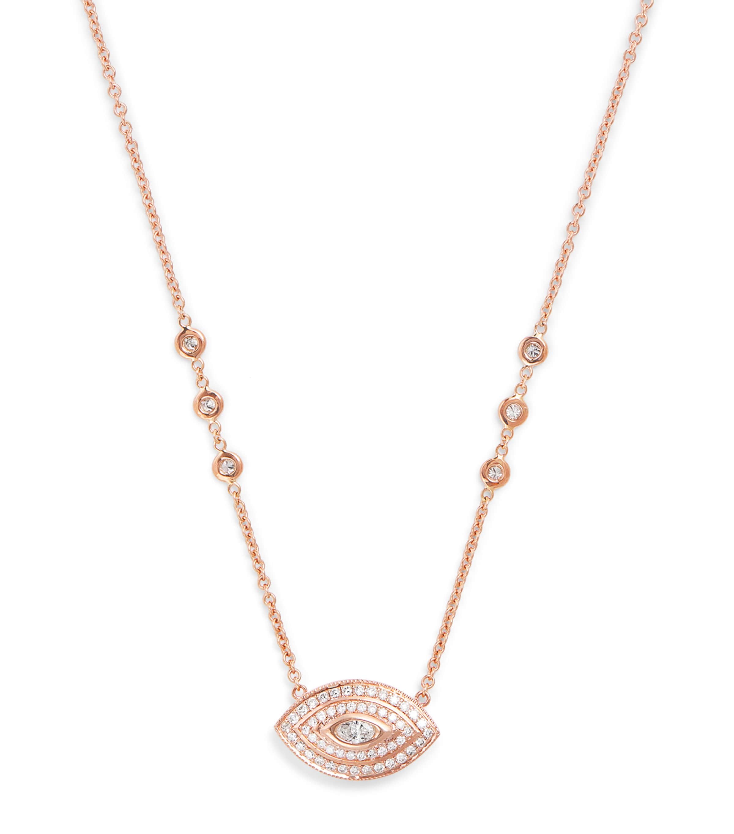 Rose Gold and Diamond Evil Eye Necklace