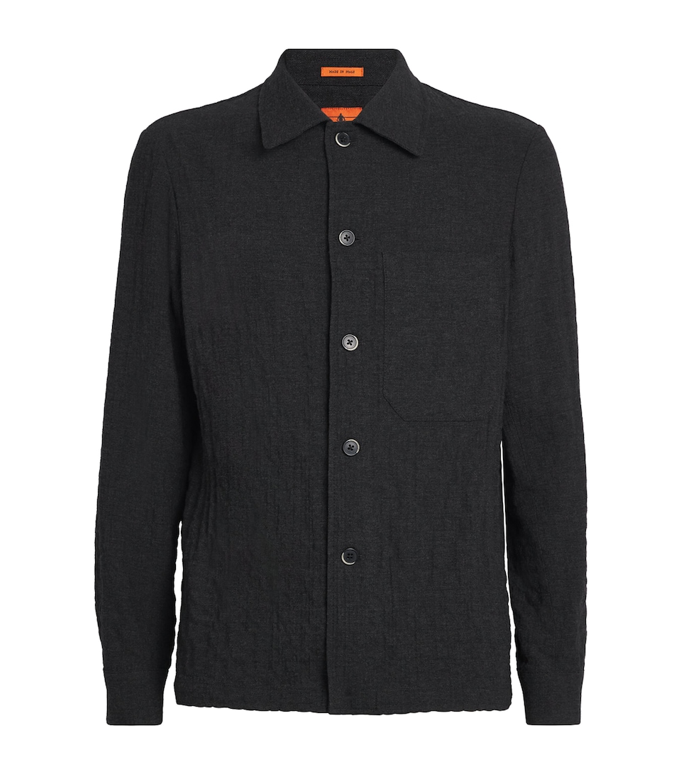 Virgin Wool-Blend Crinkle-Detail Overshirt