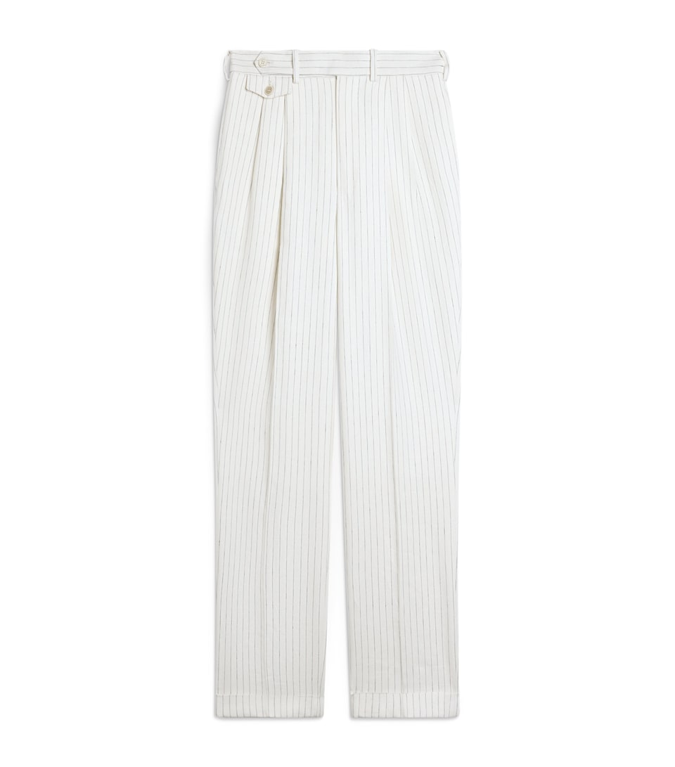 Dunhill Mens Linen Pinstripe Tailored Trousers