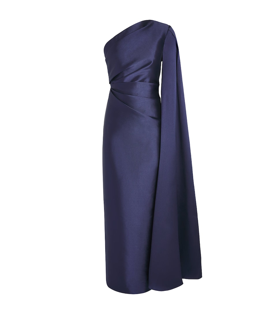 Solace London Womens One-Shoulder Veya Gown Navy