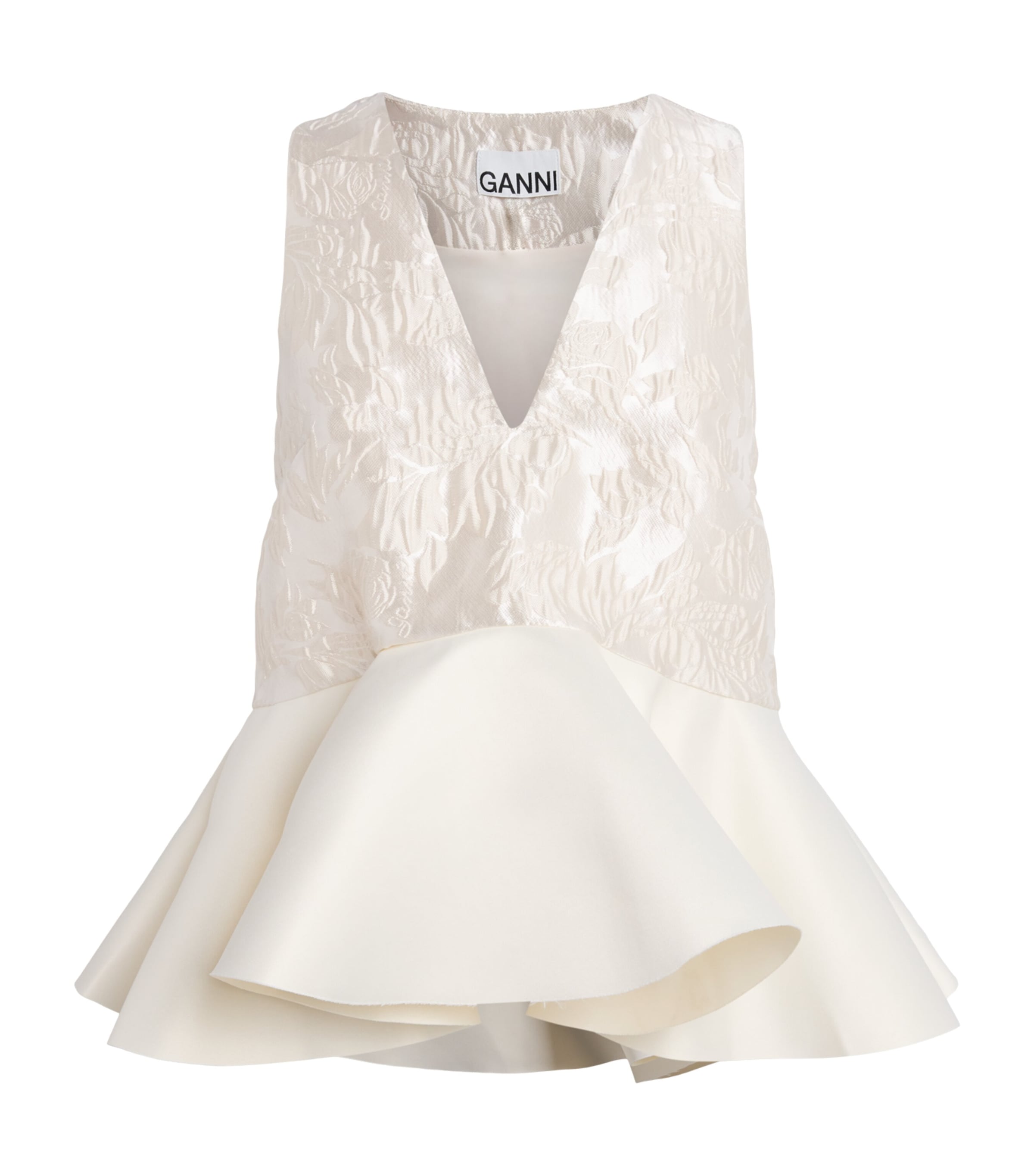 Satin Jacquard Peplum Top