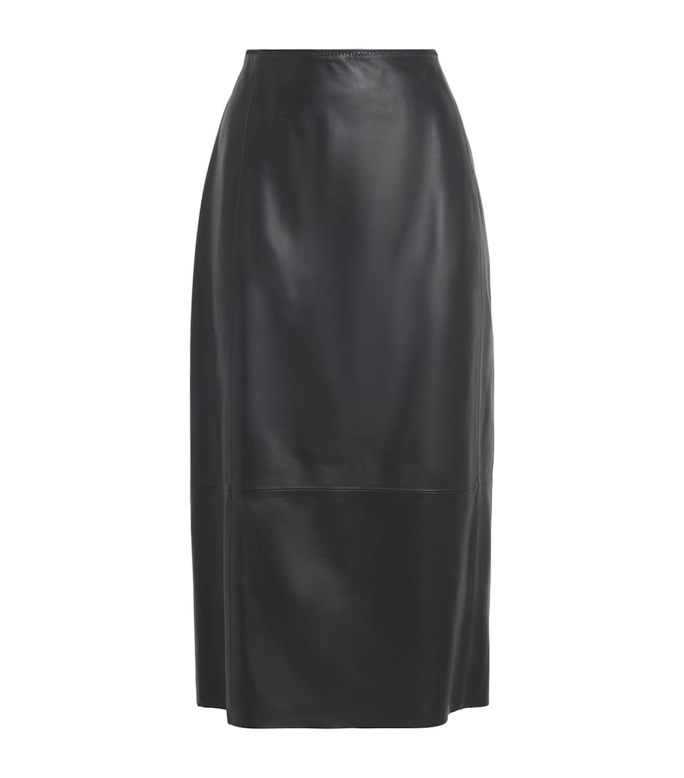 Vince Womens Lambskin Midi Skirt Black