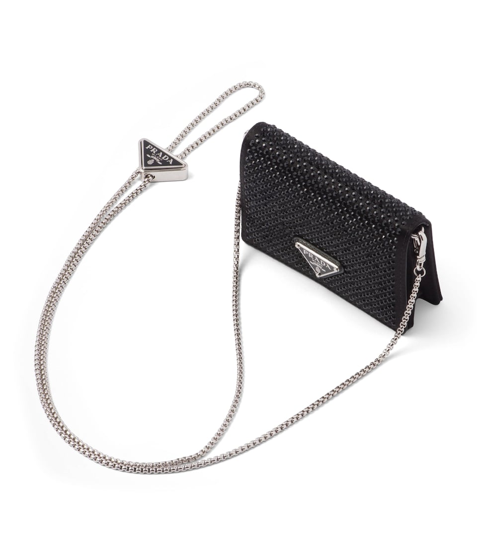 Crystal-Embellished Chain Wallet