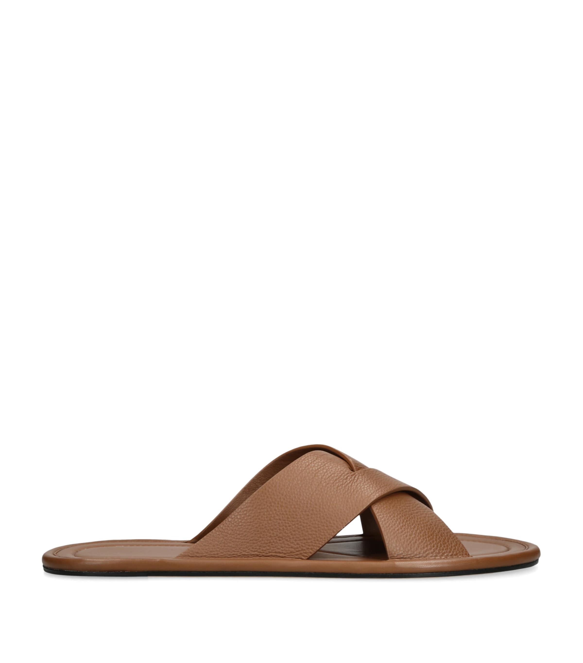 The Row Malick Leather Sandals Tan
