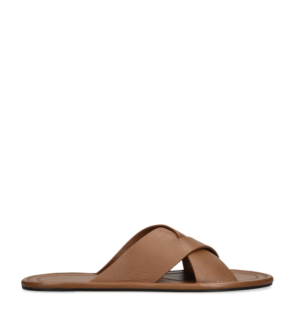 The Row Malick Leather Sandals Tan
