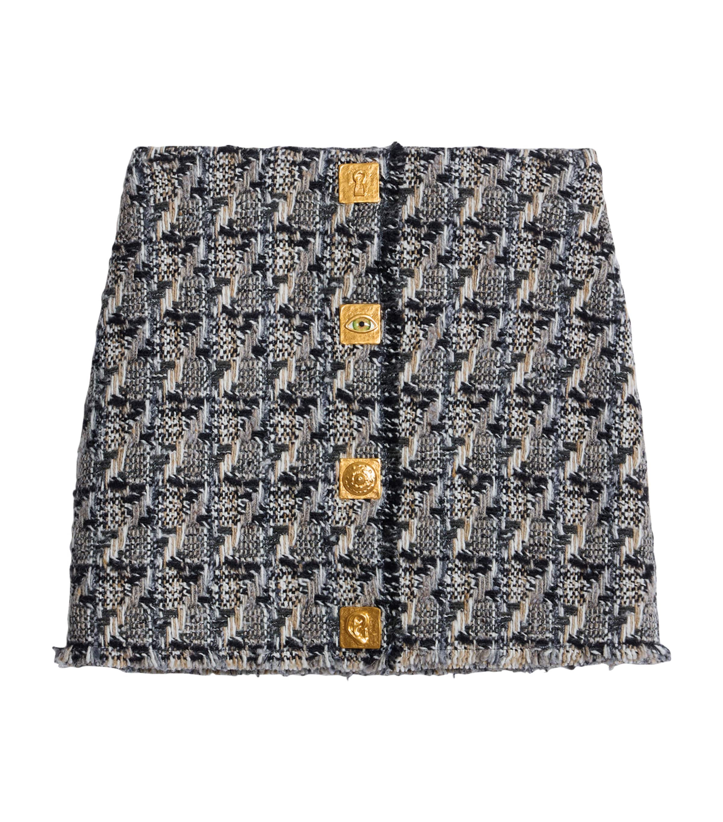 Schiaparelli Womens Tweed A-Line Mini Skirt Multicolor