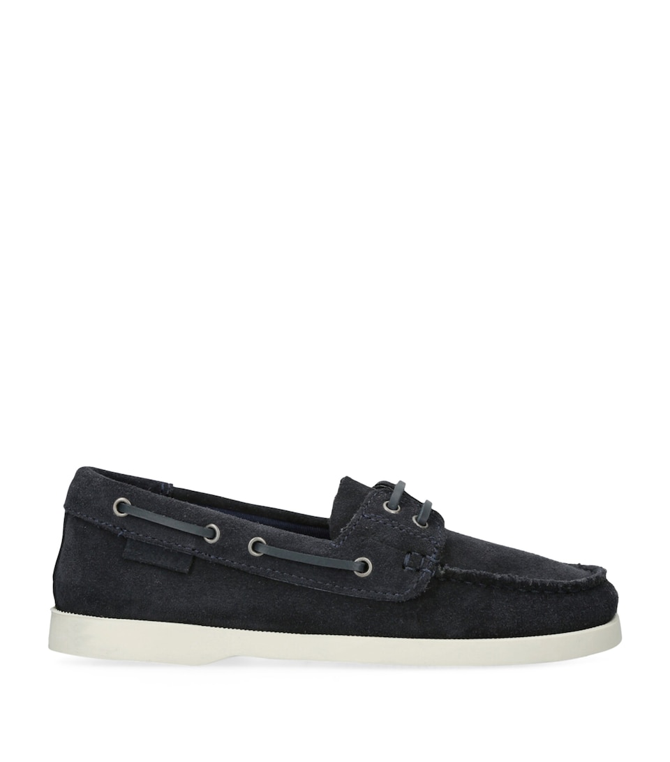 Manebi Suede Boat Shoes Navy