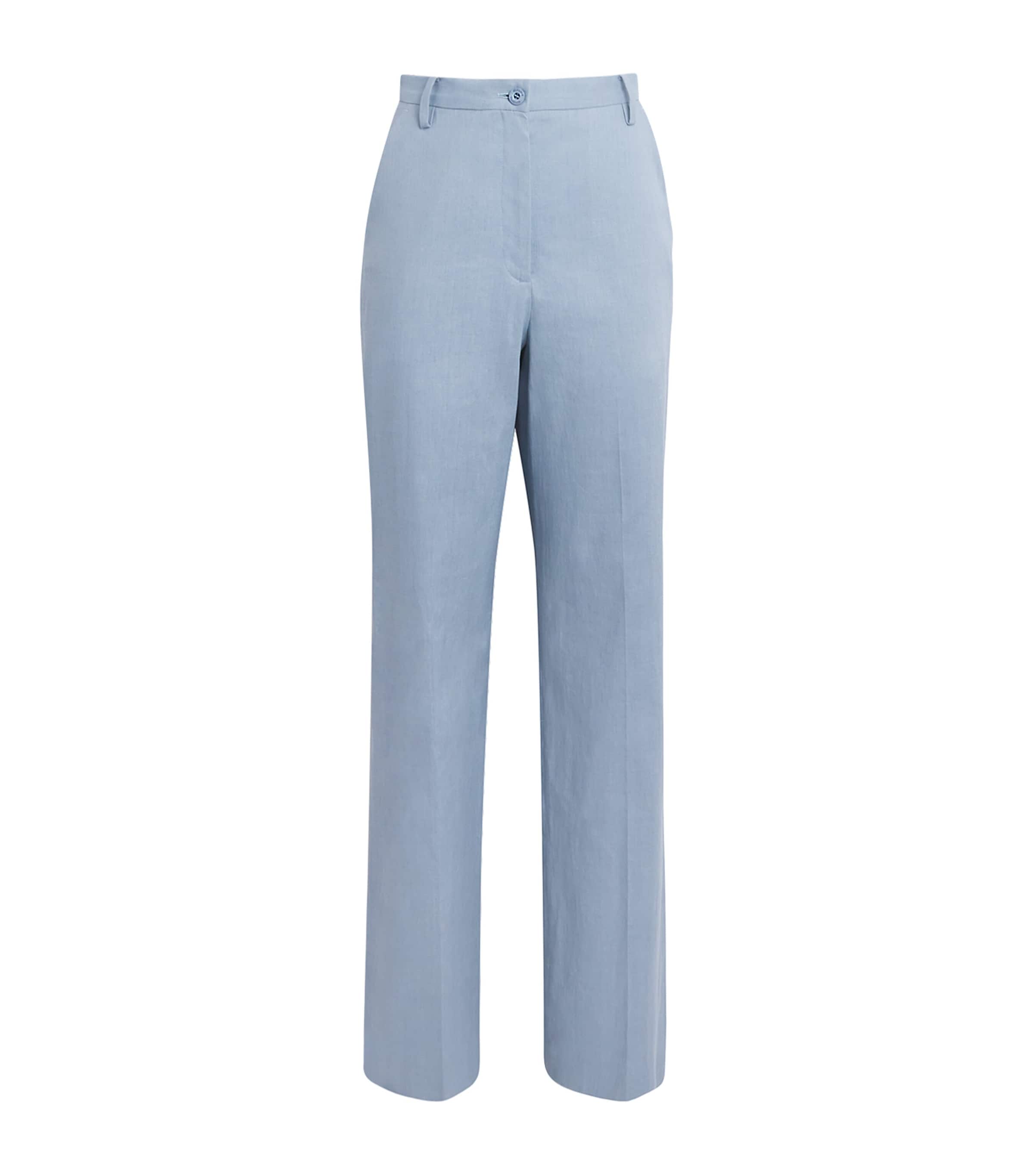 Claudie Pierlot Womens Linen-Cotton Straight Trousers Grey Blue