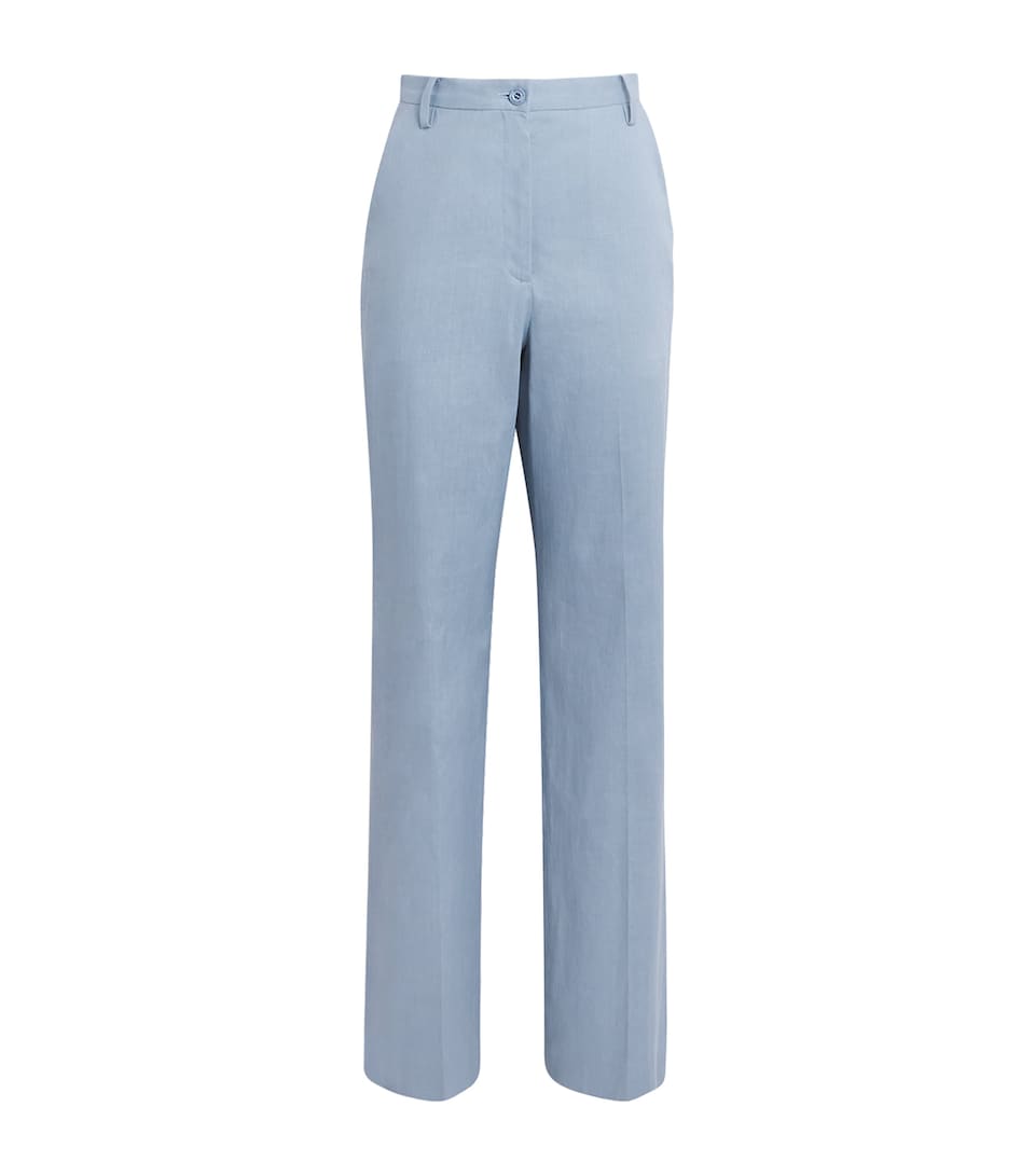 Claudie Pierlot Womens Linen-Cotton Straight Trousers Grey Blue