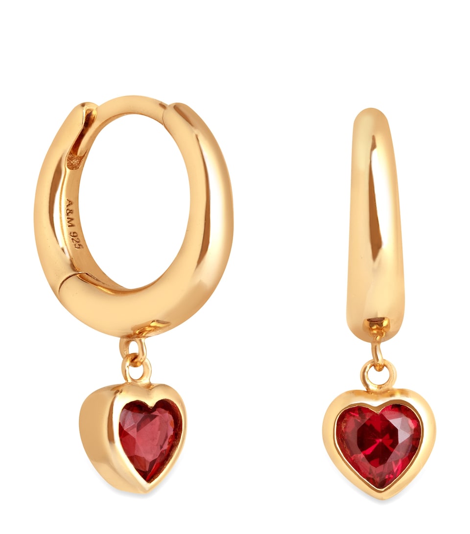 Gold-Plated Silver Heart Huggie Earrings