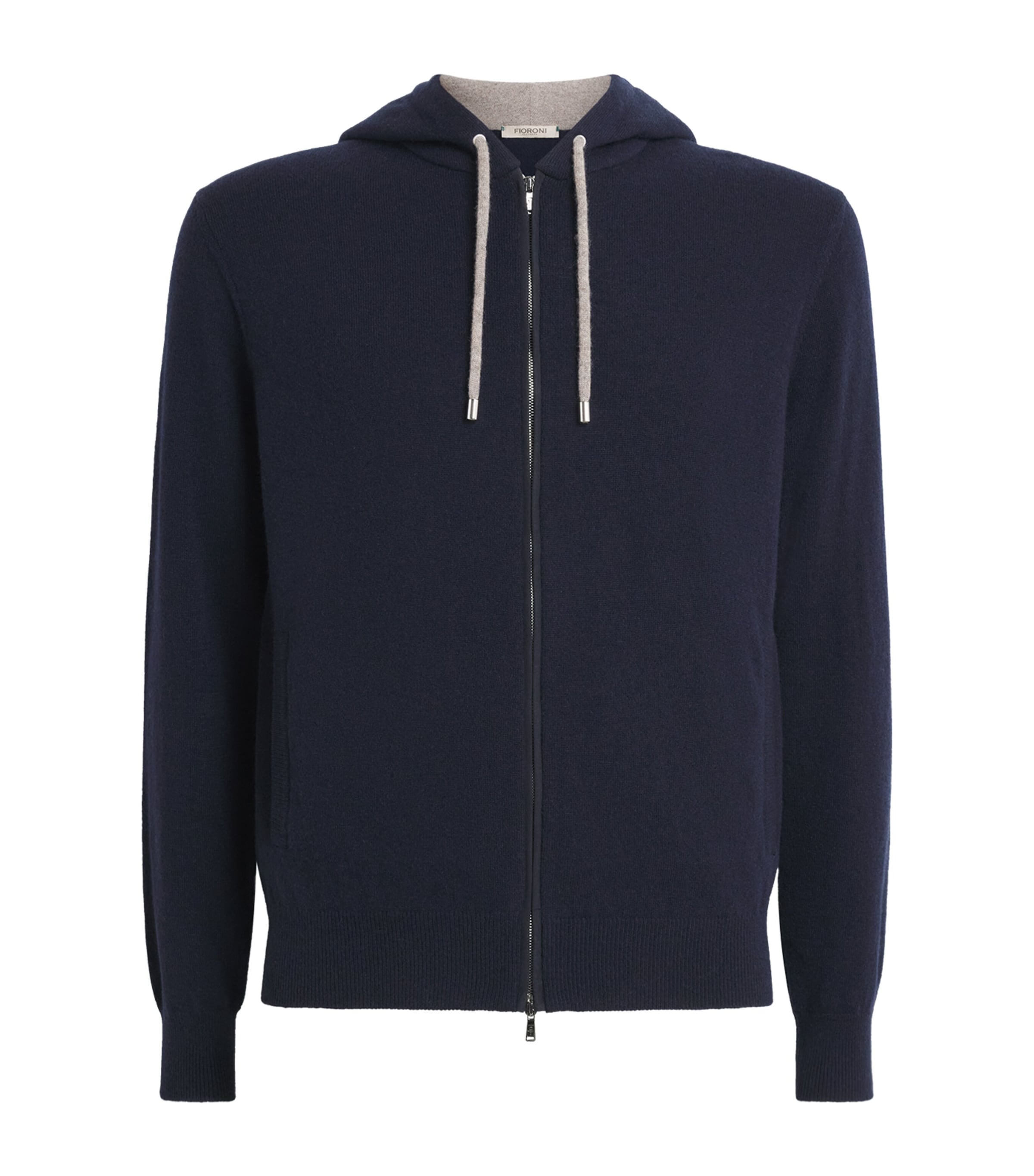 Fioroni Cashmere Mens Cashmere Zip-Up Hoodie Navy
