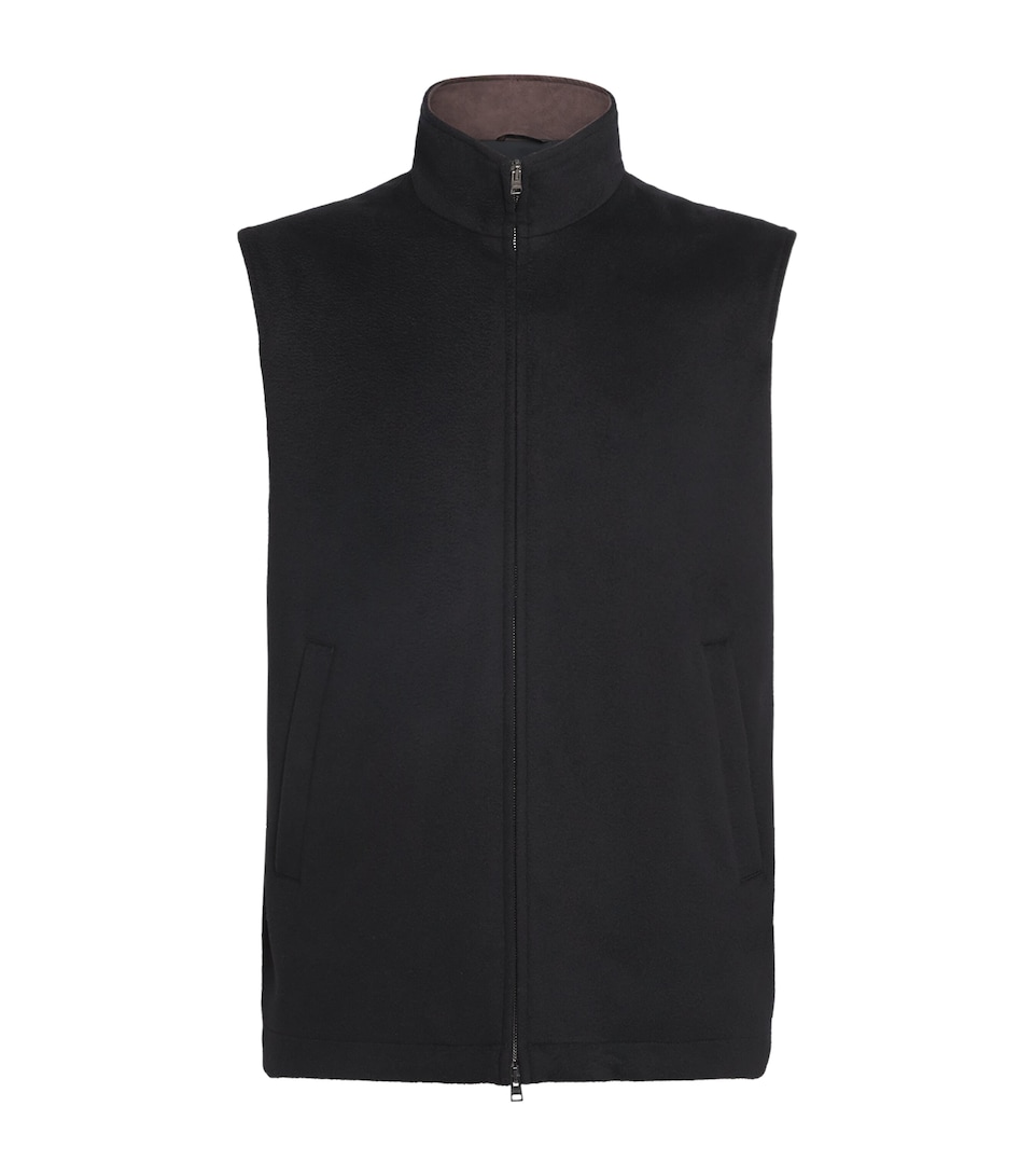 Herno Mens Wool-Cashmere Gilet Nero