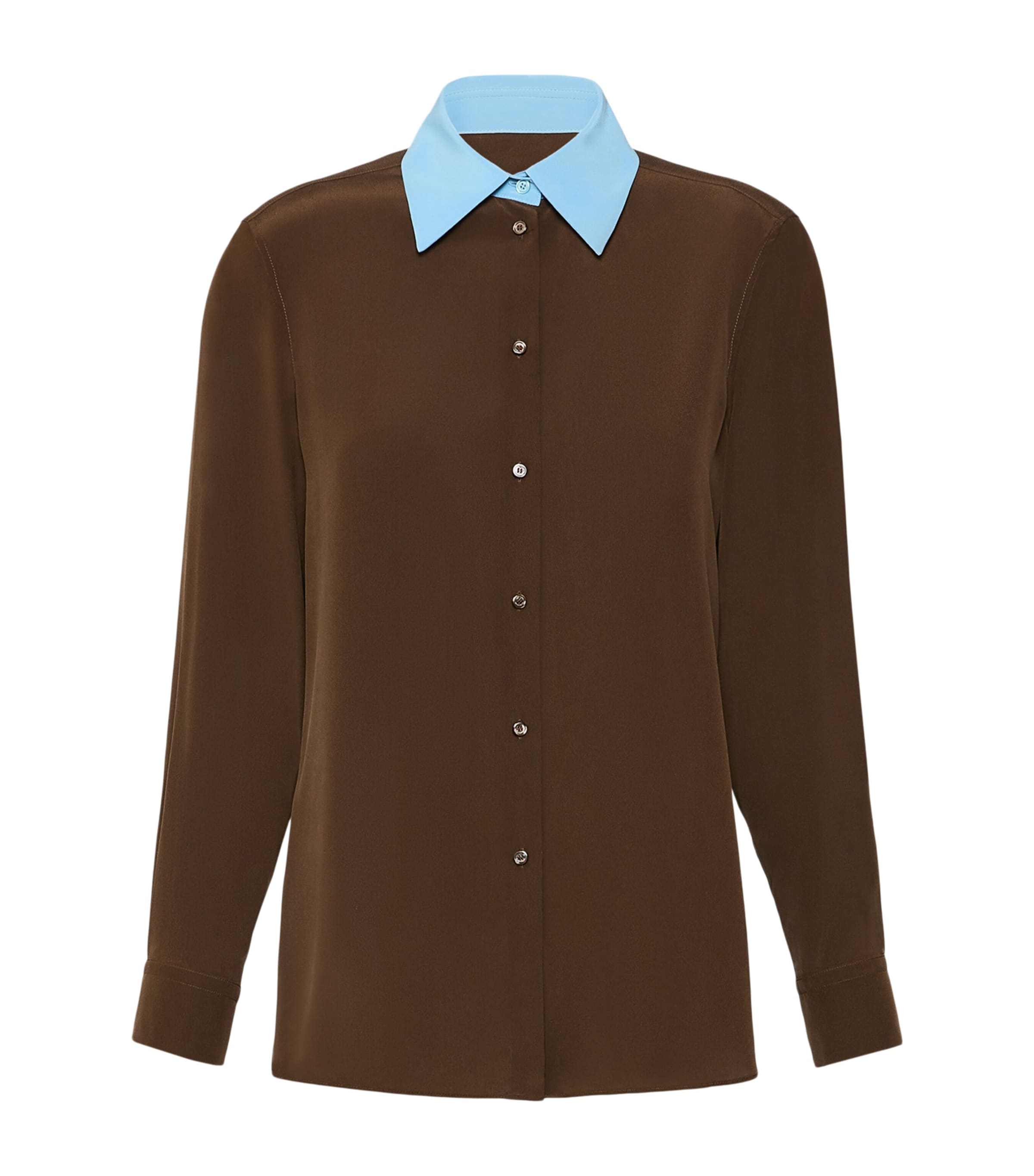 Weekend Max Mara Womens Silk Contrast Collar Shirt Brown
