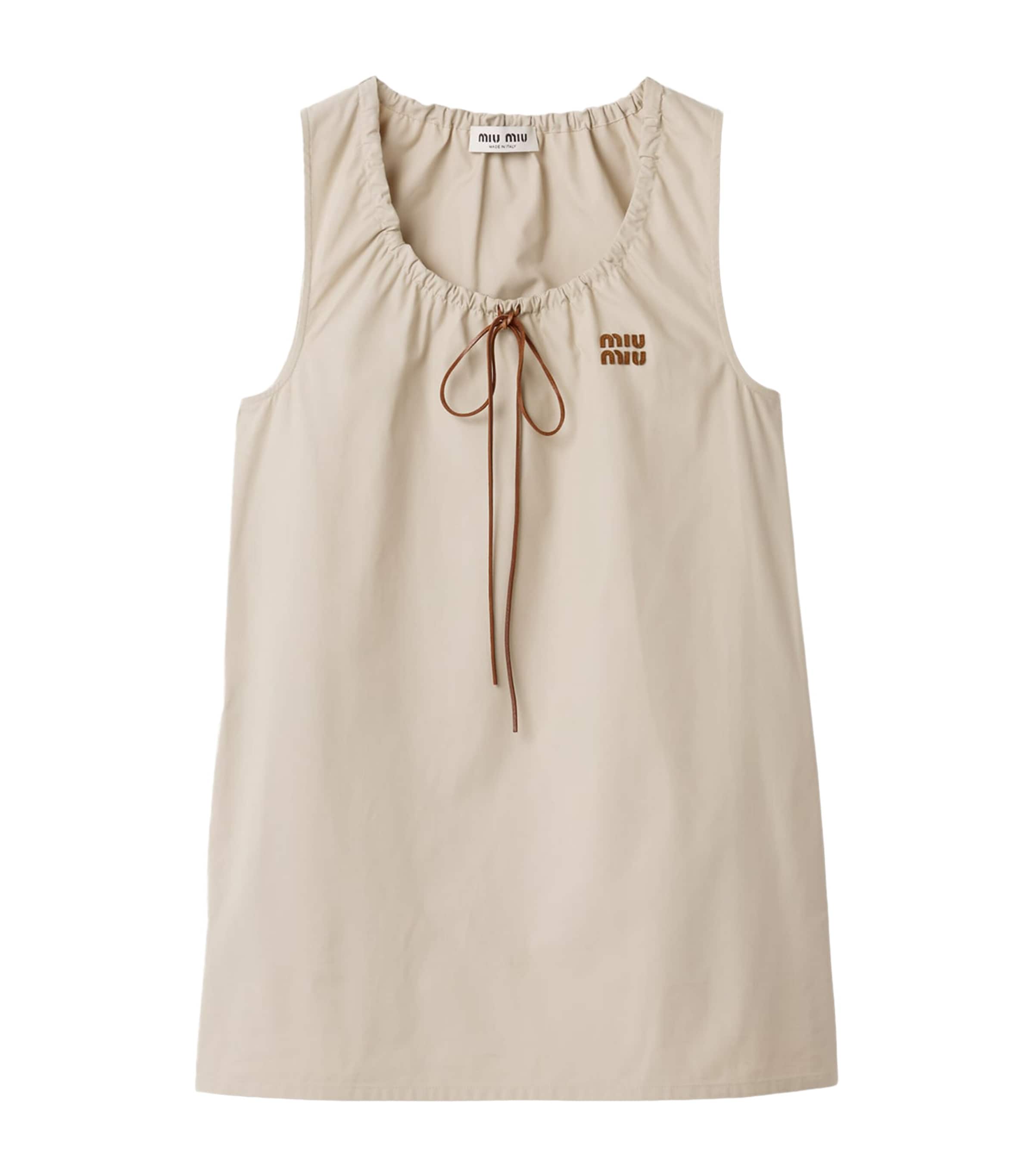 Miu Miu Womens Panama Cotton Mini Dress Neutral