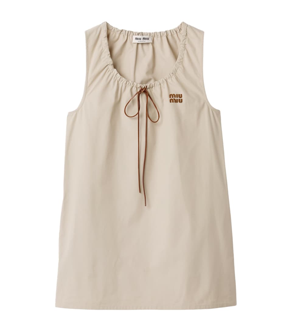 Miu Miu Womens Panama Cotton Mini Dress Neutral
