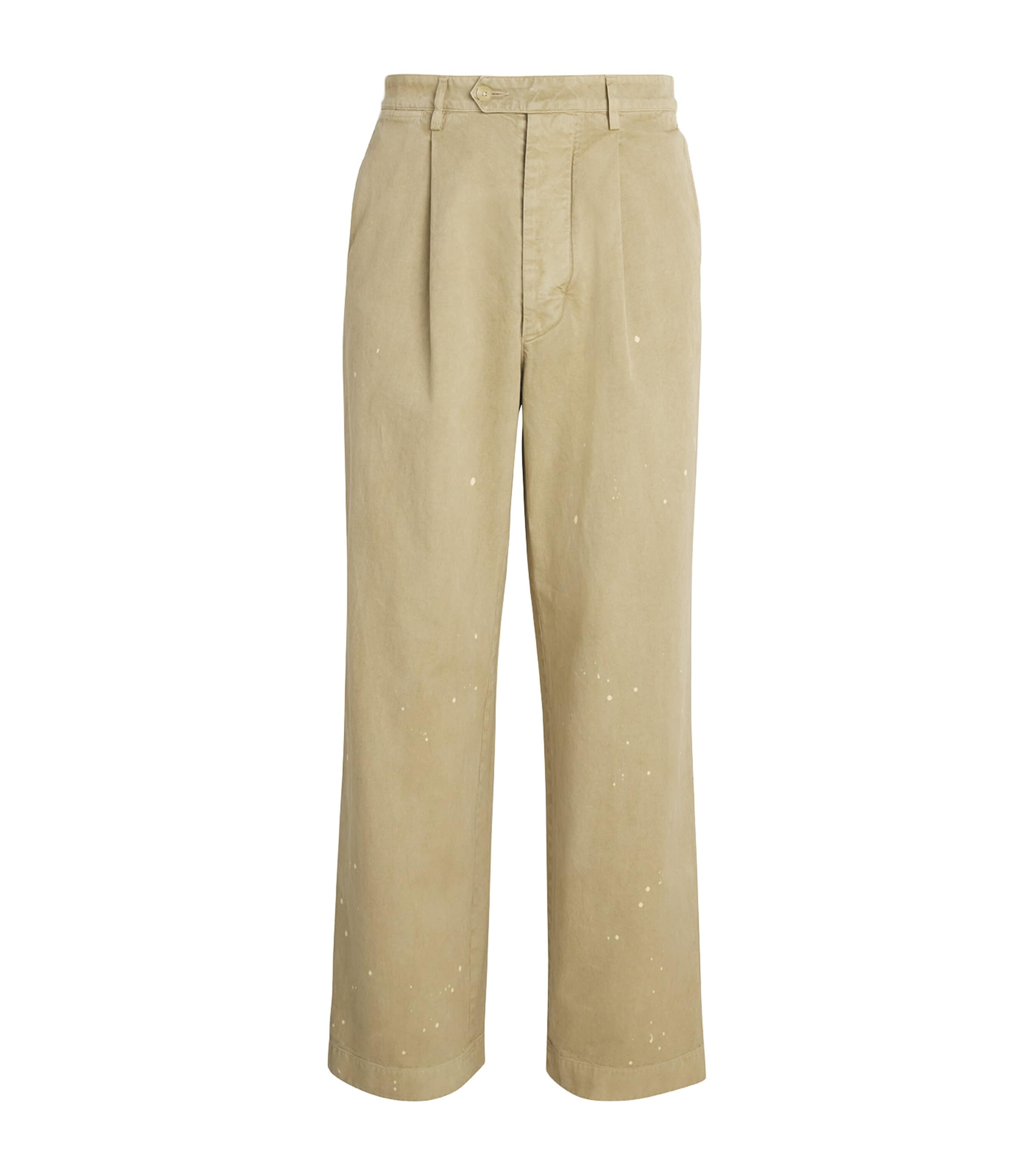 Auralee Mens Cotton Garment-Dyed Chinos Beige