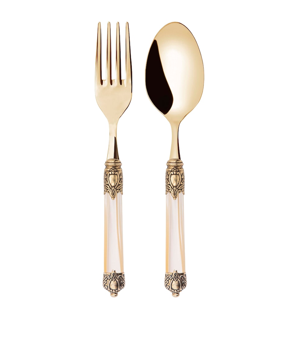 Bugatti Stainless Steel Rinascimento 2-Piece Serving Set Pvd Gld Ivory Hndle