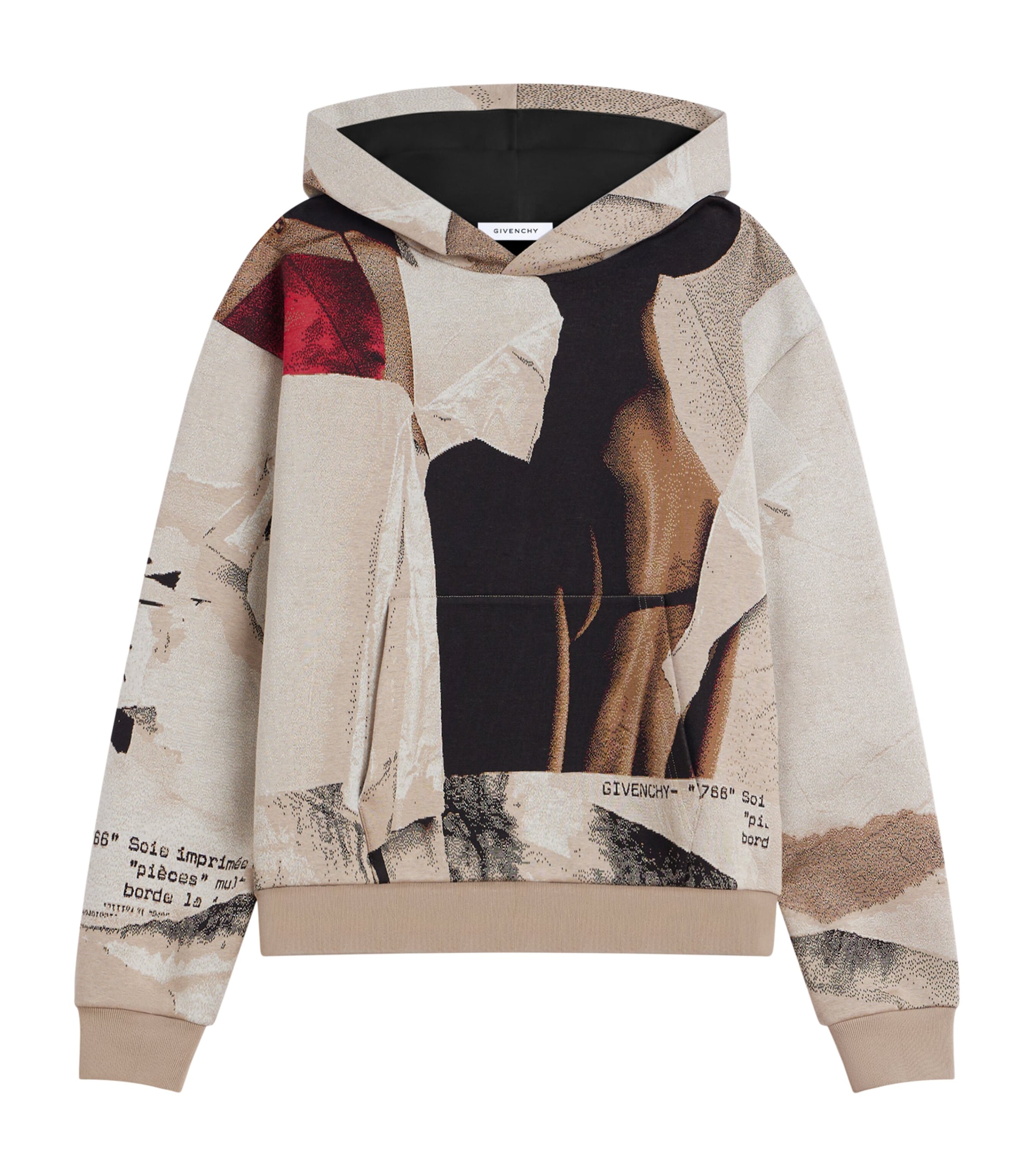 Givenchy Mens Fleece Couture Seam Ripped Papers Hoodie