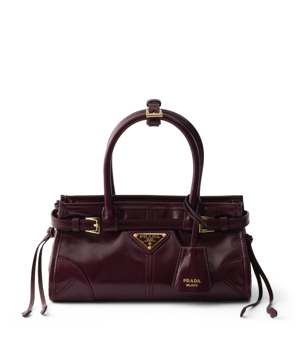Prada Mini Leather Bonnie Shoulder Bag Burgundy