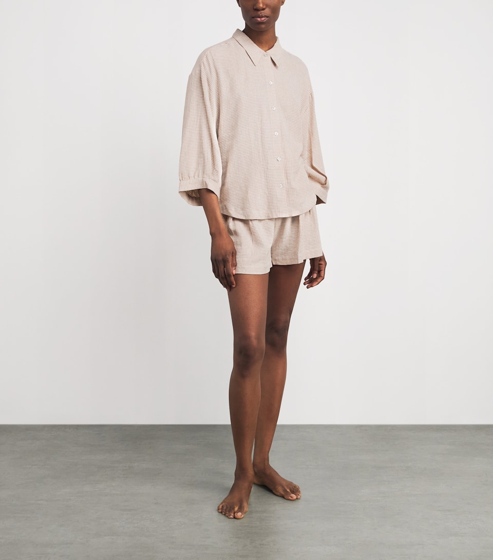 Linen-Blend Gingham Pyjama Shorts