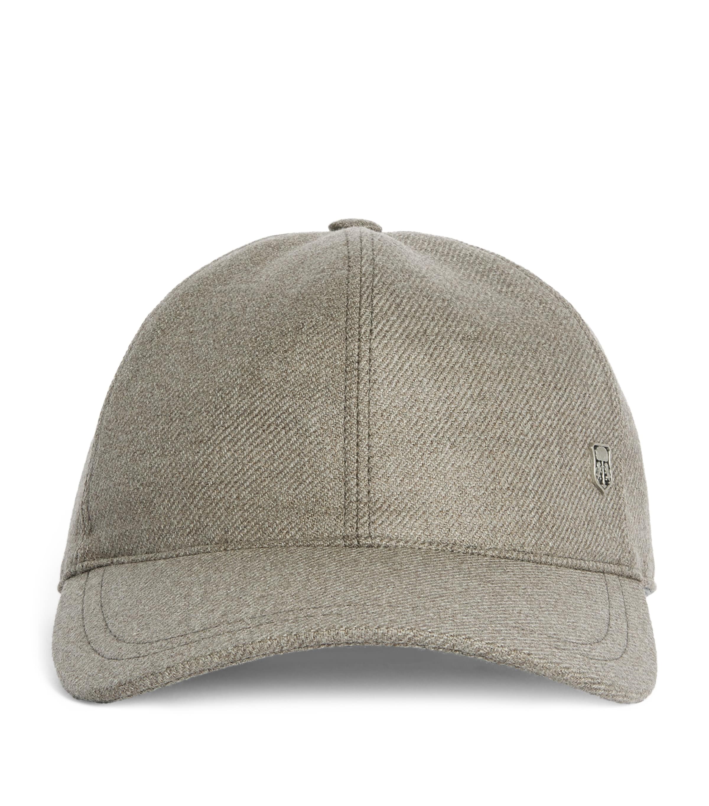 Corneliani Virgin Wool Crest Baseball Cap Natural/beige