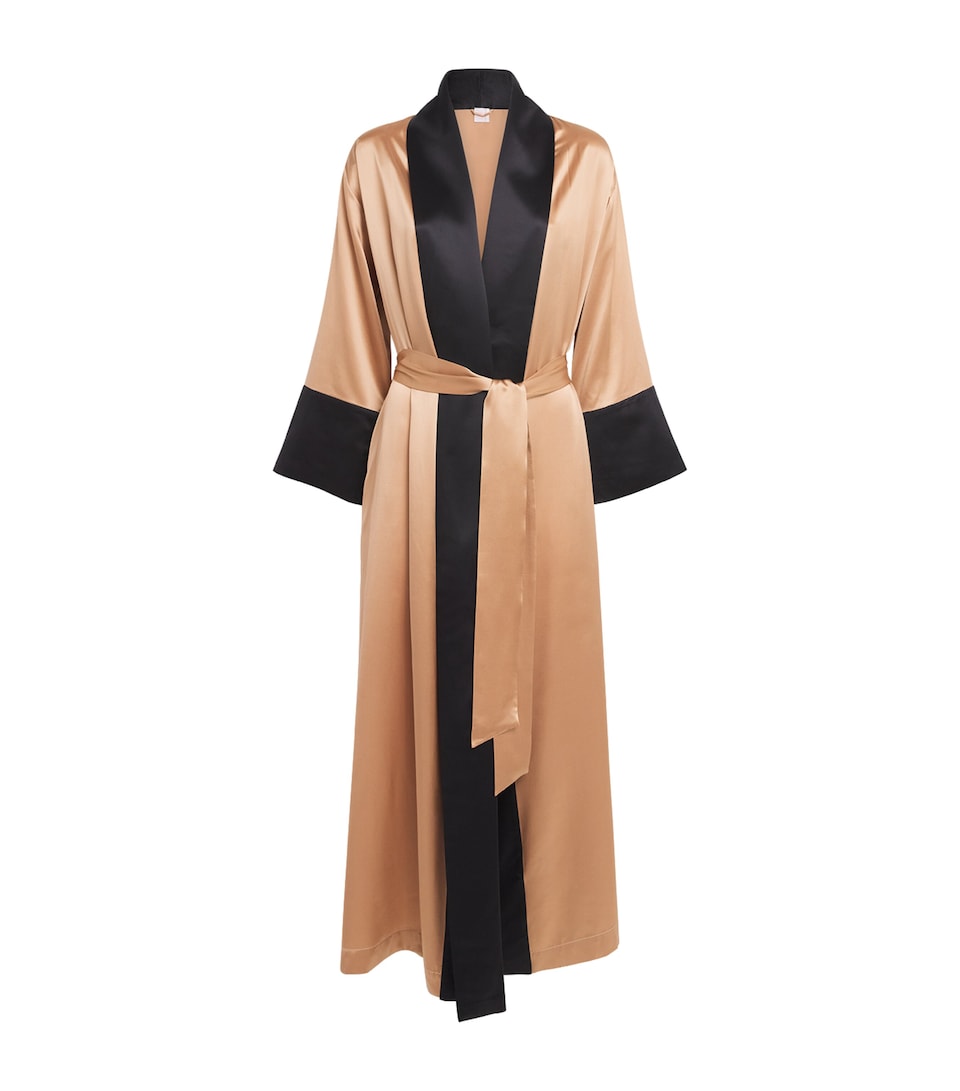 Loretta Caponi Womens Silk Porzia Long Robe Regio Crm Brle/black