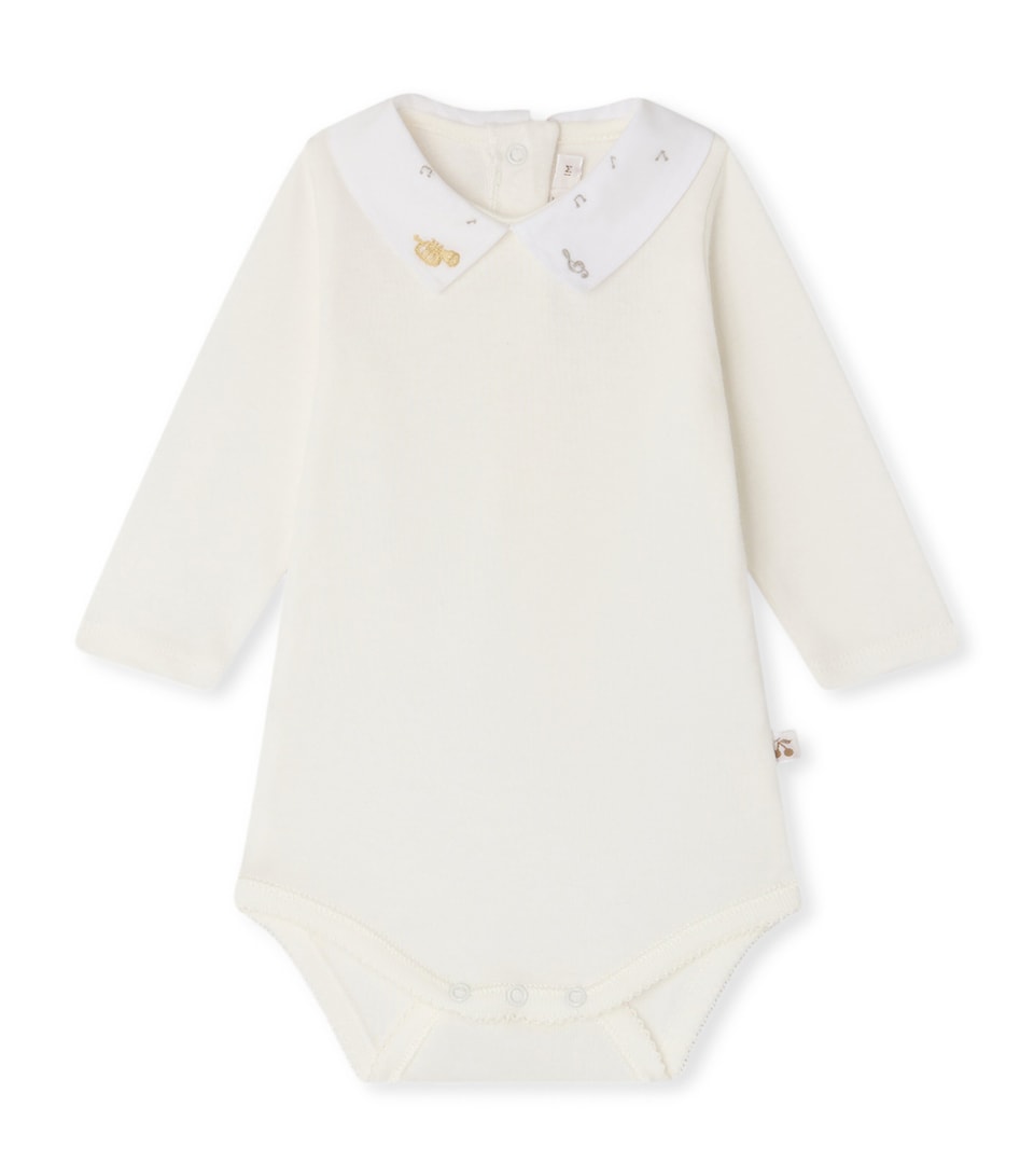 Bonpoint Musical Embroidered Bodysuit (1-24 Months) Blanc Lait
