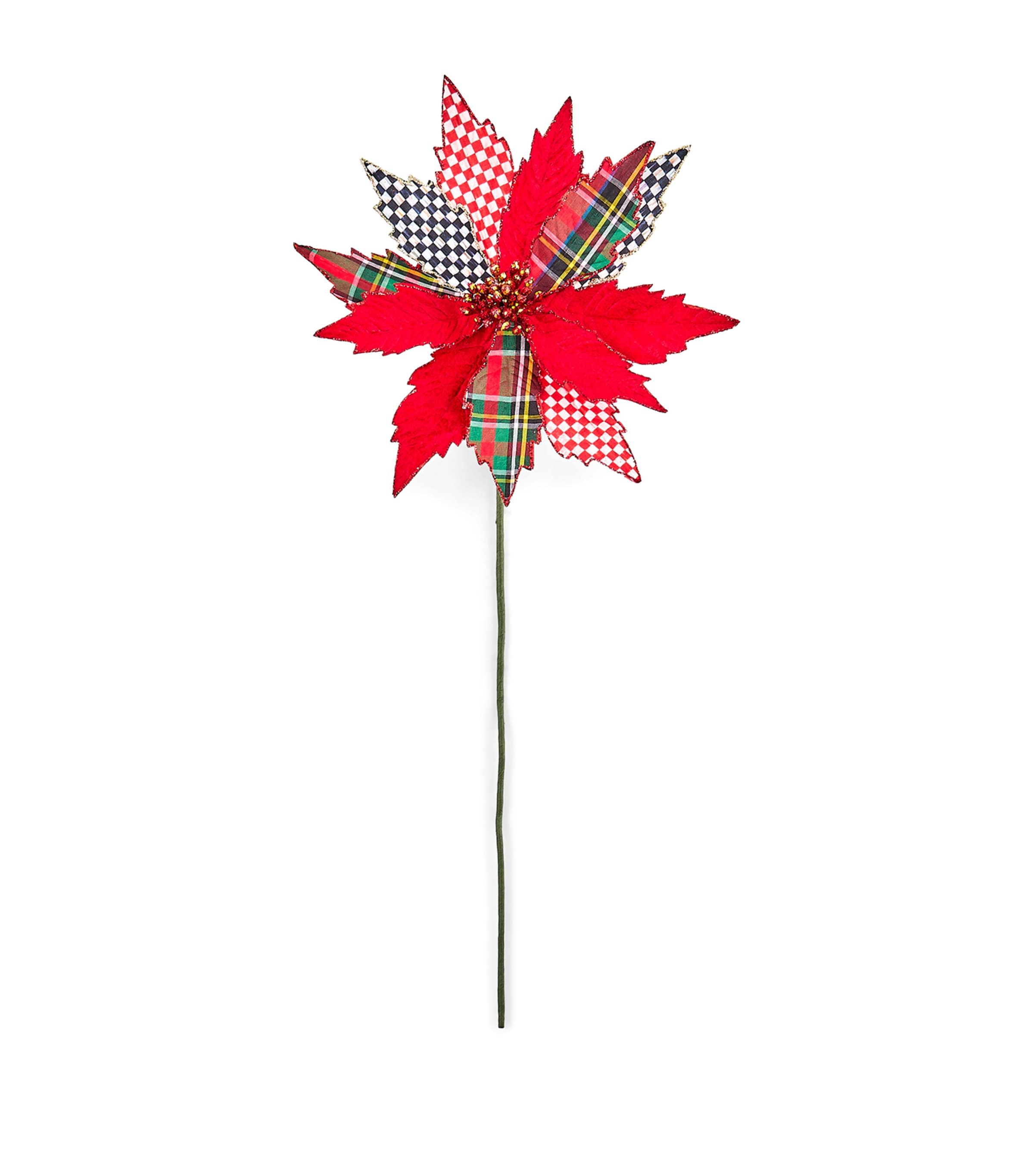 MacKenzie-Childs Timeless Tartan Poinsettia Stem Red