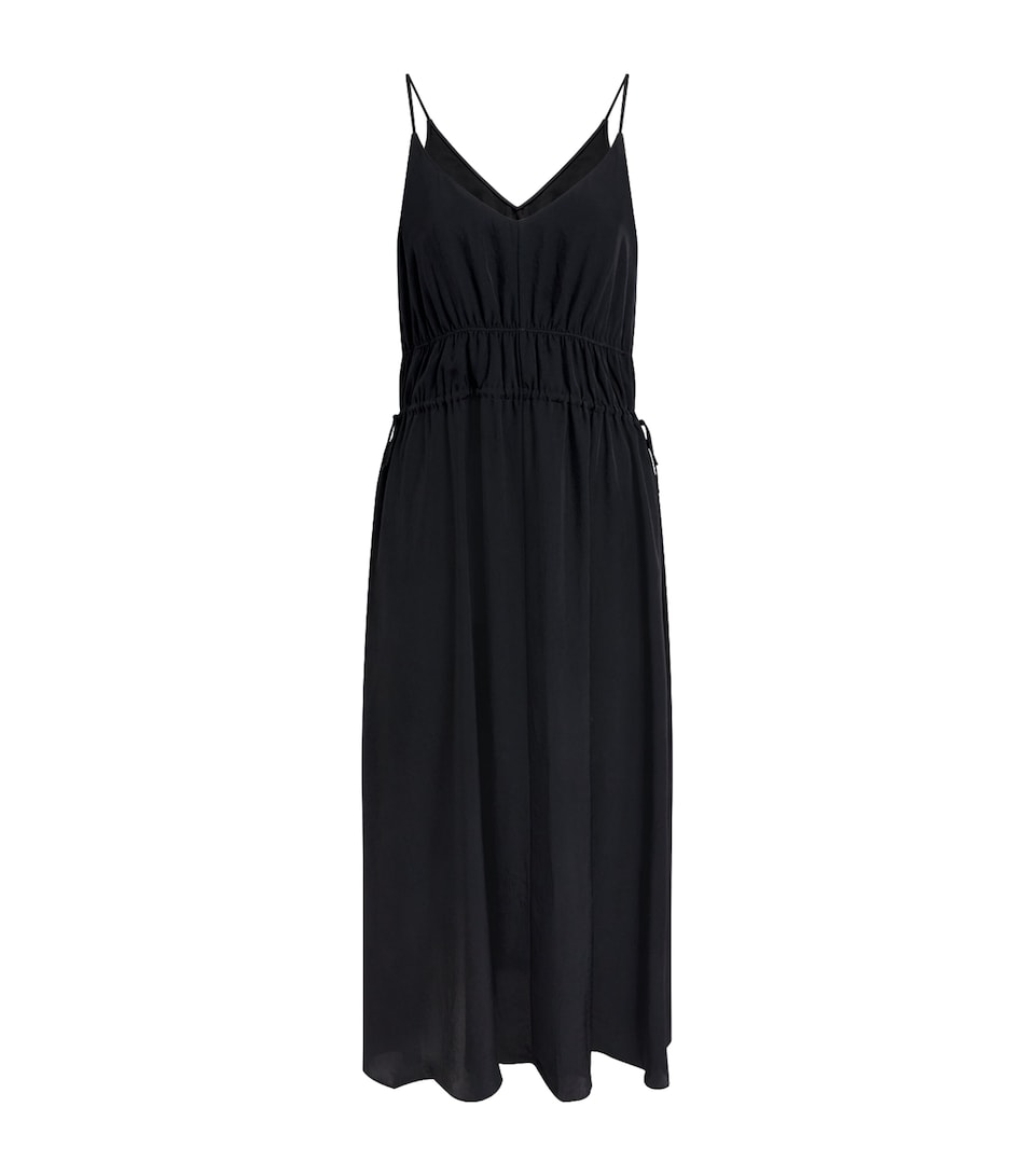 Theory Womens Gathered V-Neck Maxi Dress Black