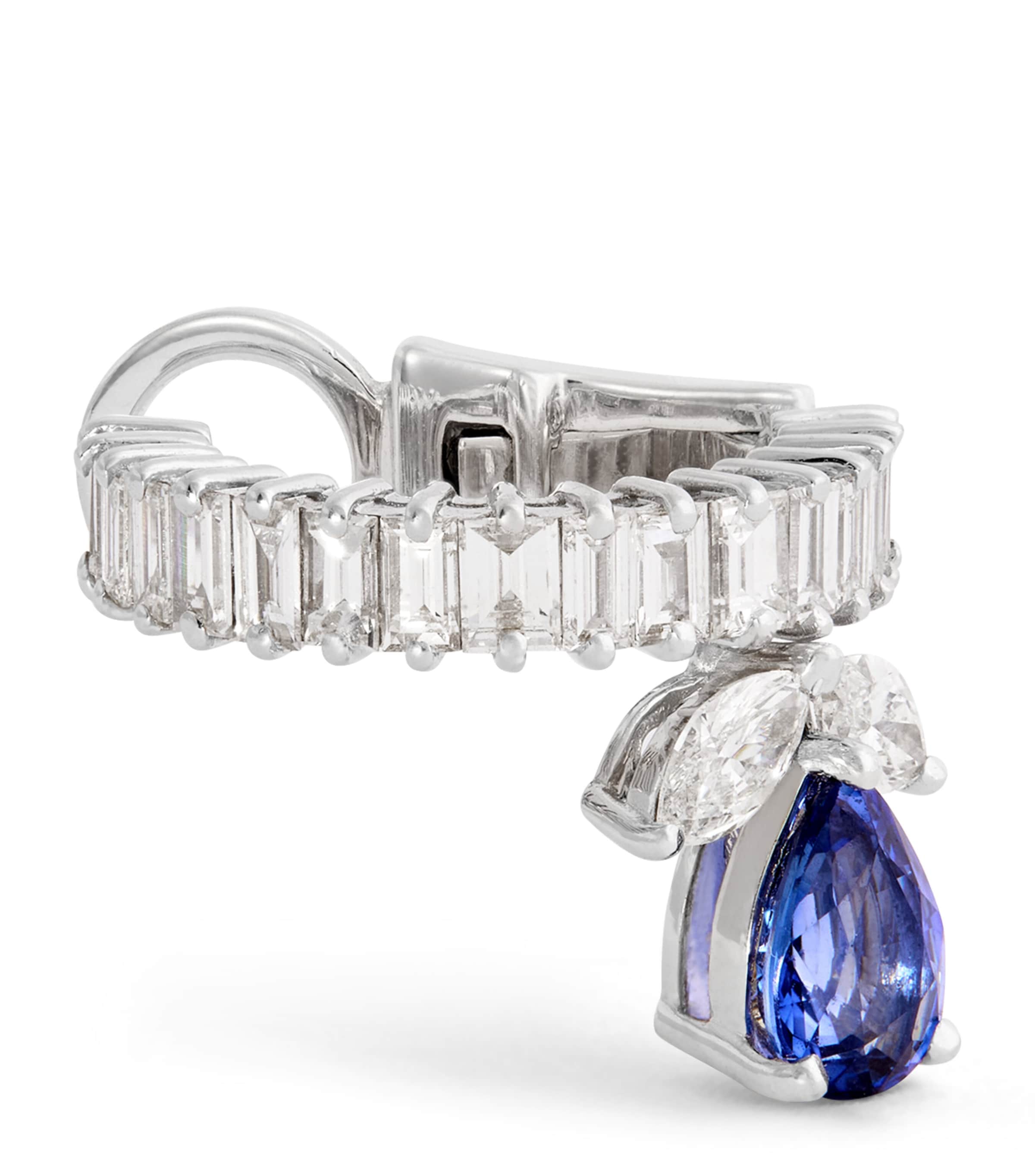 White Gold, Diamond and Sapphire Whisper Ear Cuff