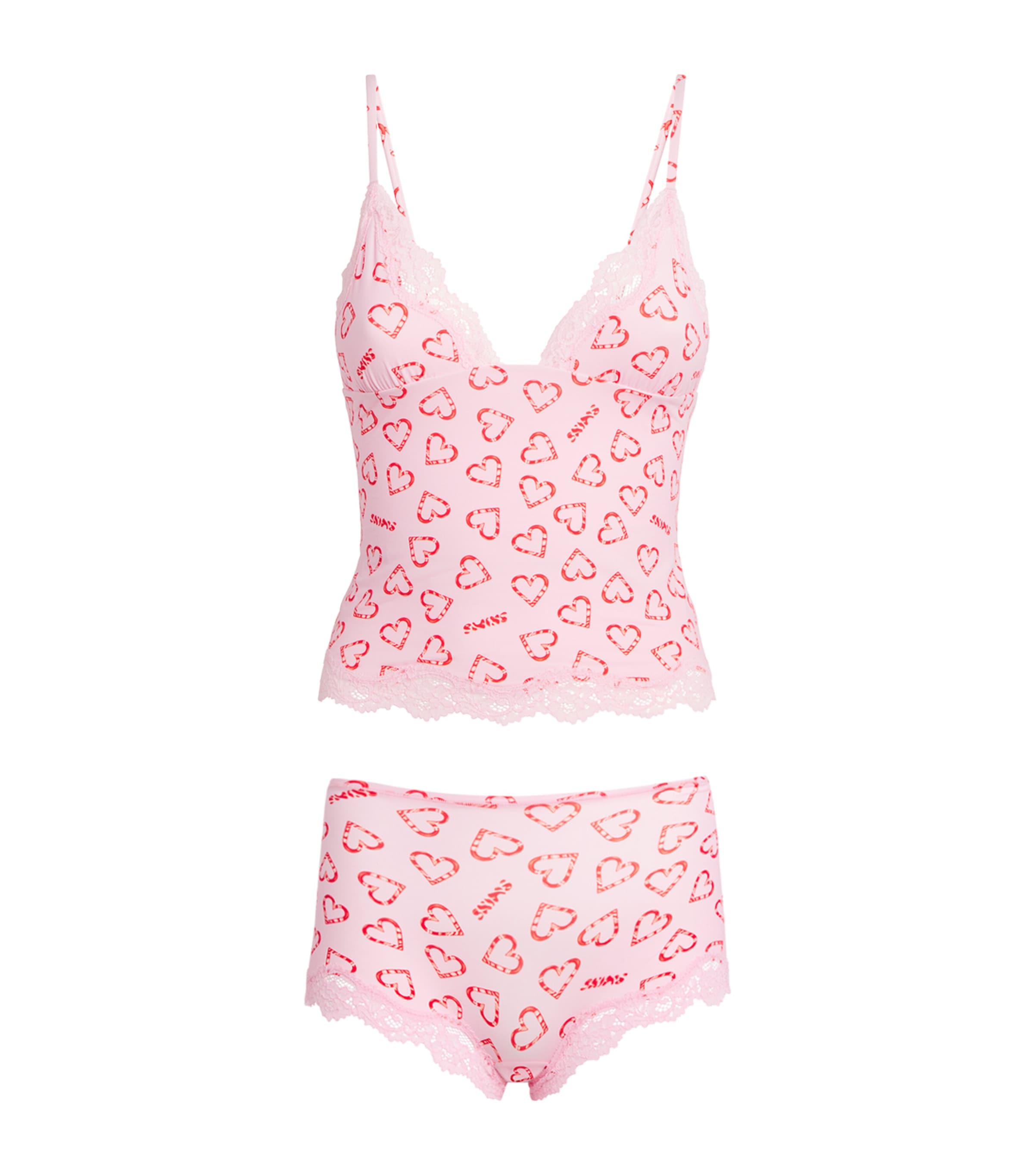 Printed Fits Everybody Lace-Trim Cami and Shorts Set