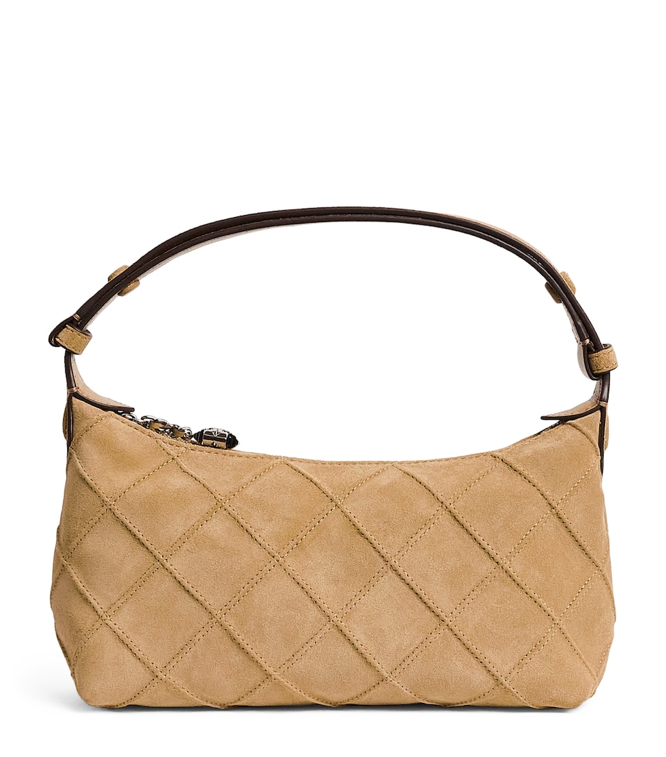 Tory Burch Mini Suede Fleming Top Handle Bag Stone