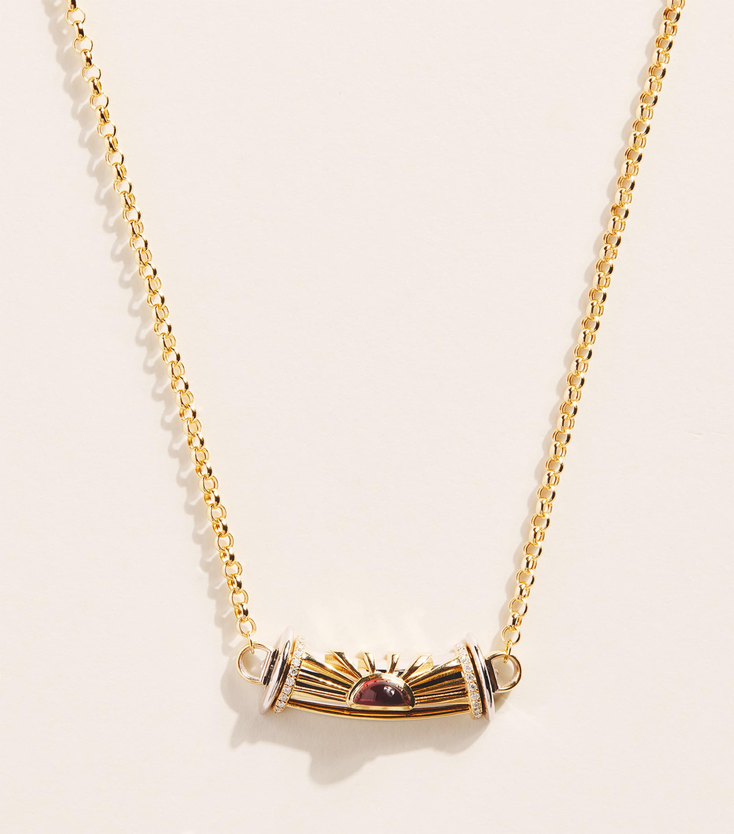 L'ATELIER NAWBAR Yellow Gold, Diamond and Garnet Lot N*91 Warrior Necklace Yellow Gold