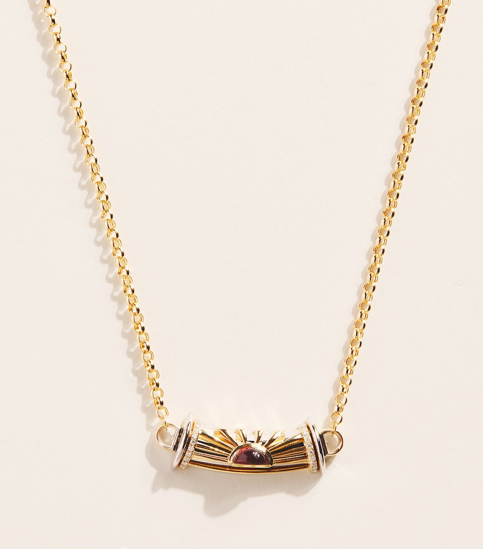 L'ATELIER NAWBAR Yellow Gold, Diamond and Garnet Lot N*91 Warrior Necklace Yellow Gold