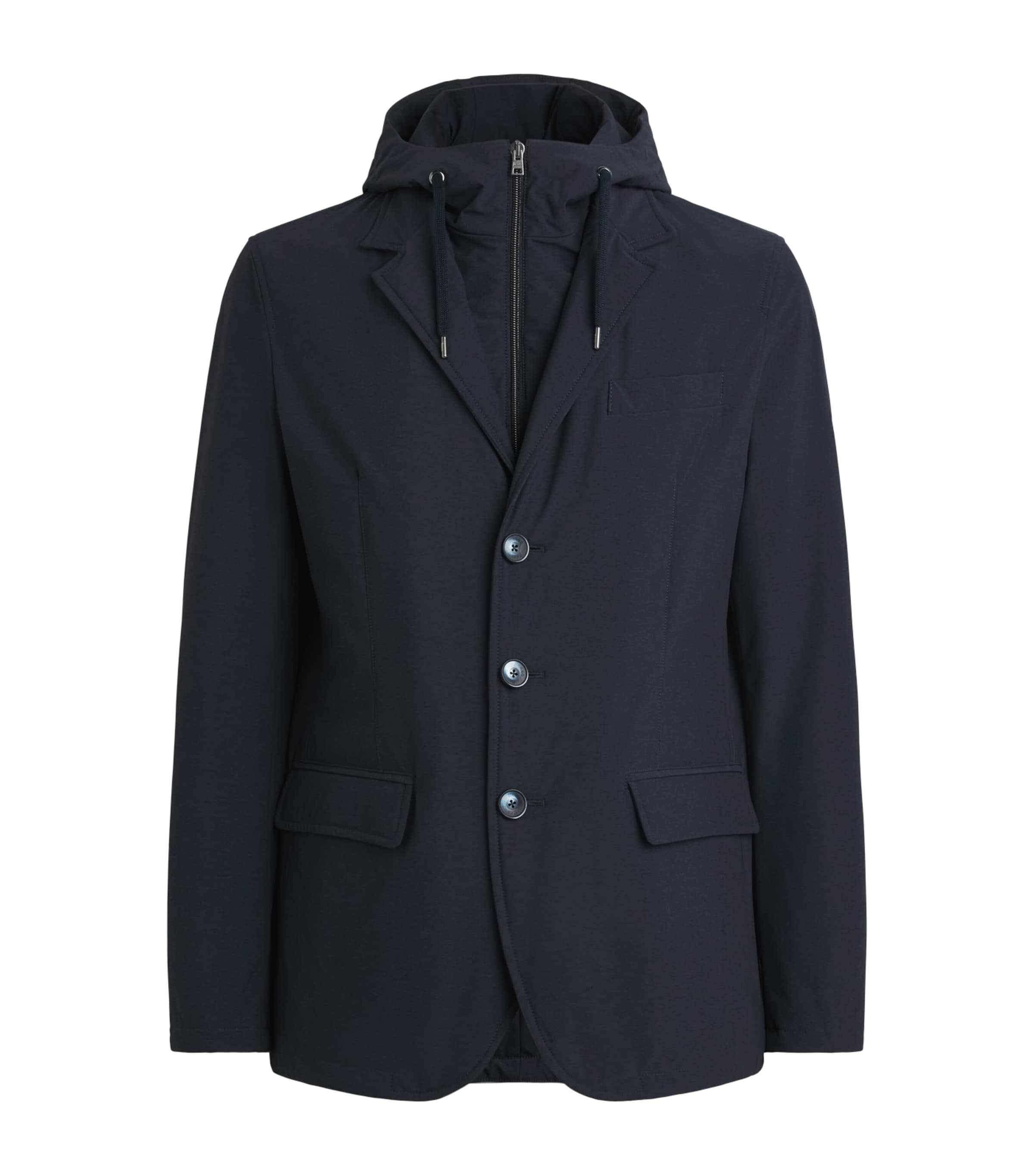 Herno Mens Hooded Jacket Blue