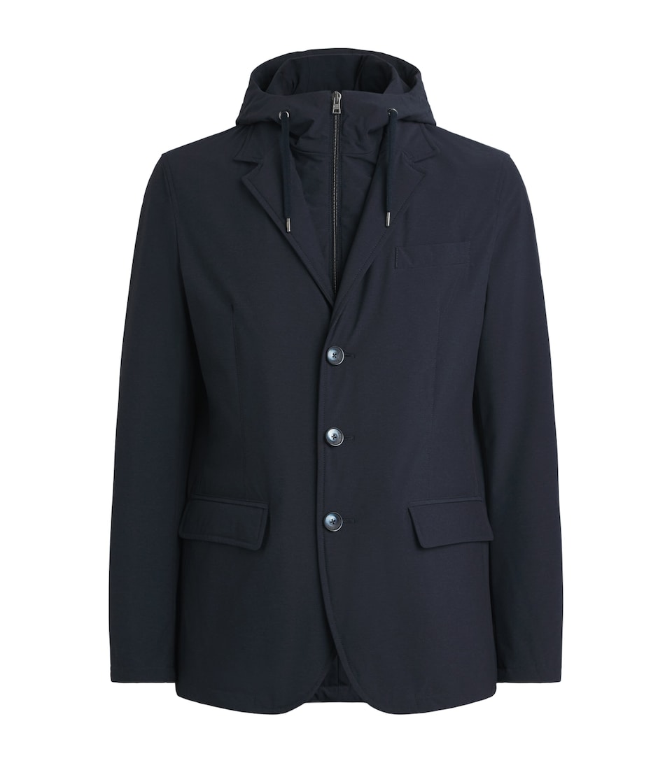 Herno Mens Hooded Jacket Blue