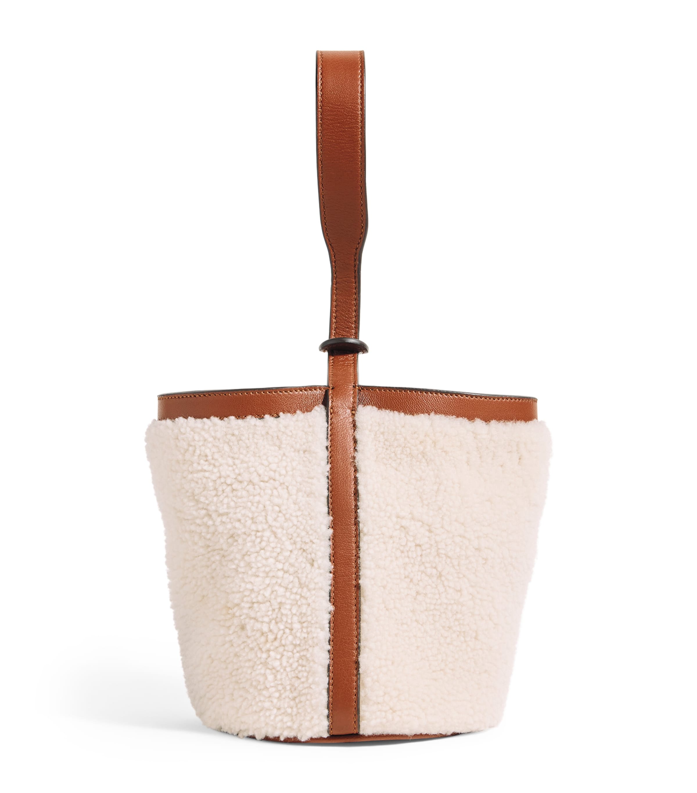 Shearling-Leather Bucket Bag