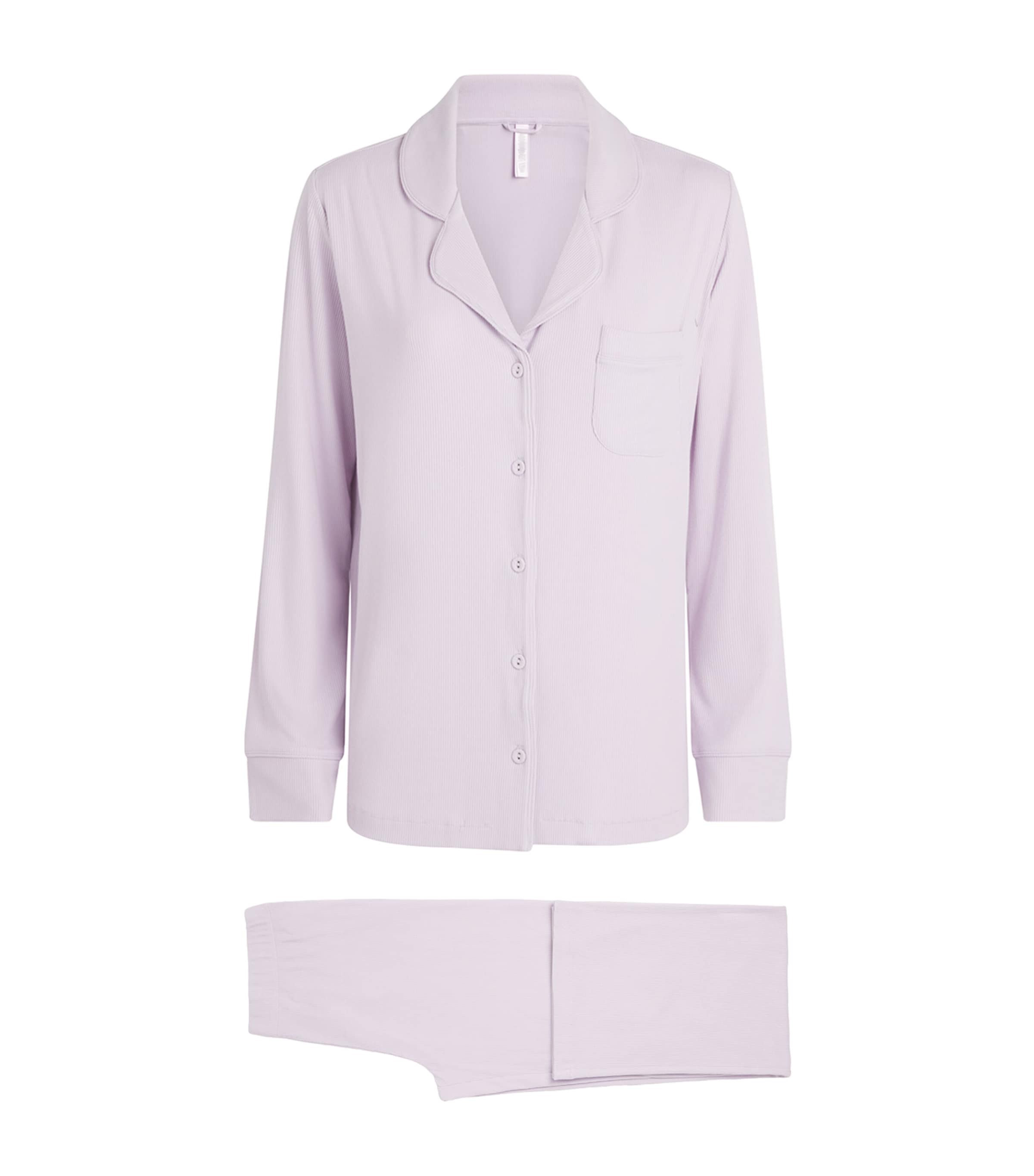 Skims Womens Soft Lounge Ribbed Pyjama Set Iris Mica