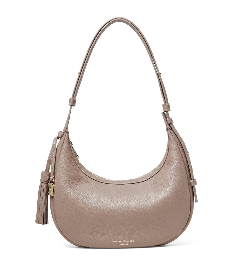 Aspinal Of London Small Leather Hudson Crescent Shoulder Bag Moleskin