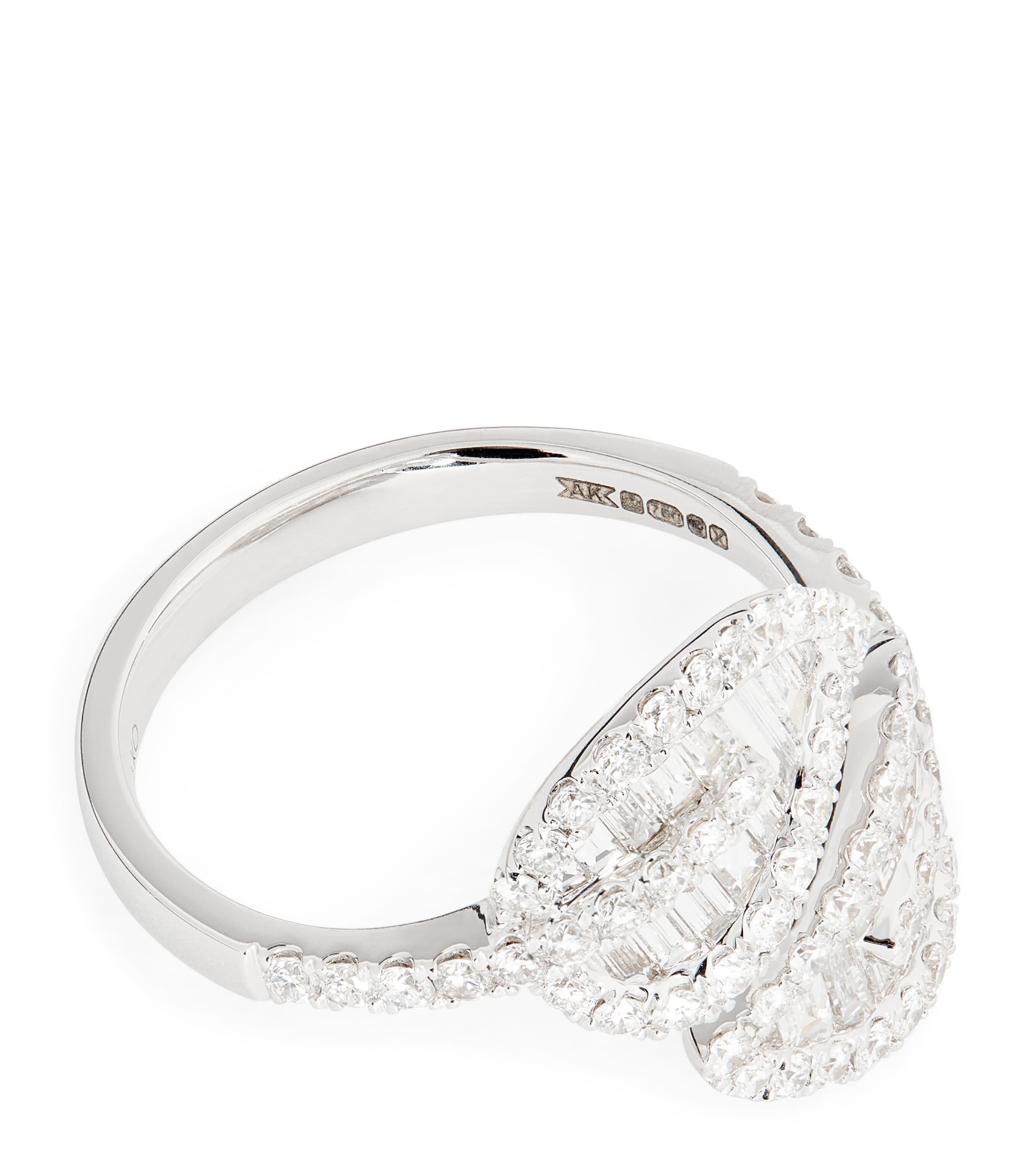 White Gold and Diamond Leaf Ring