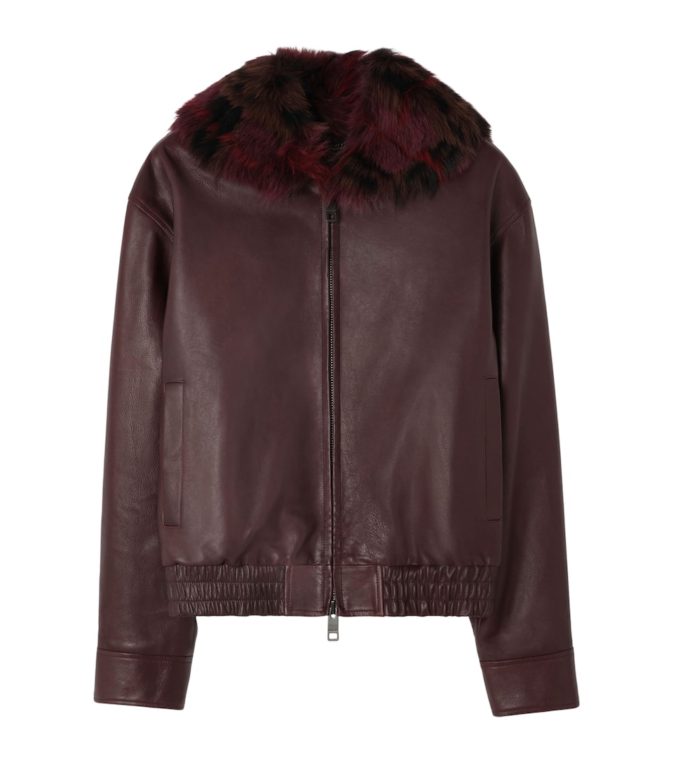 Burberry Mens Leather Latchford Jacket Bordeaux
