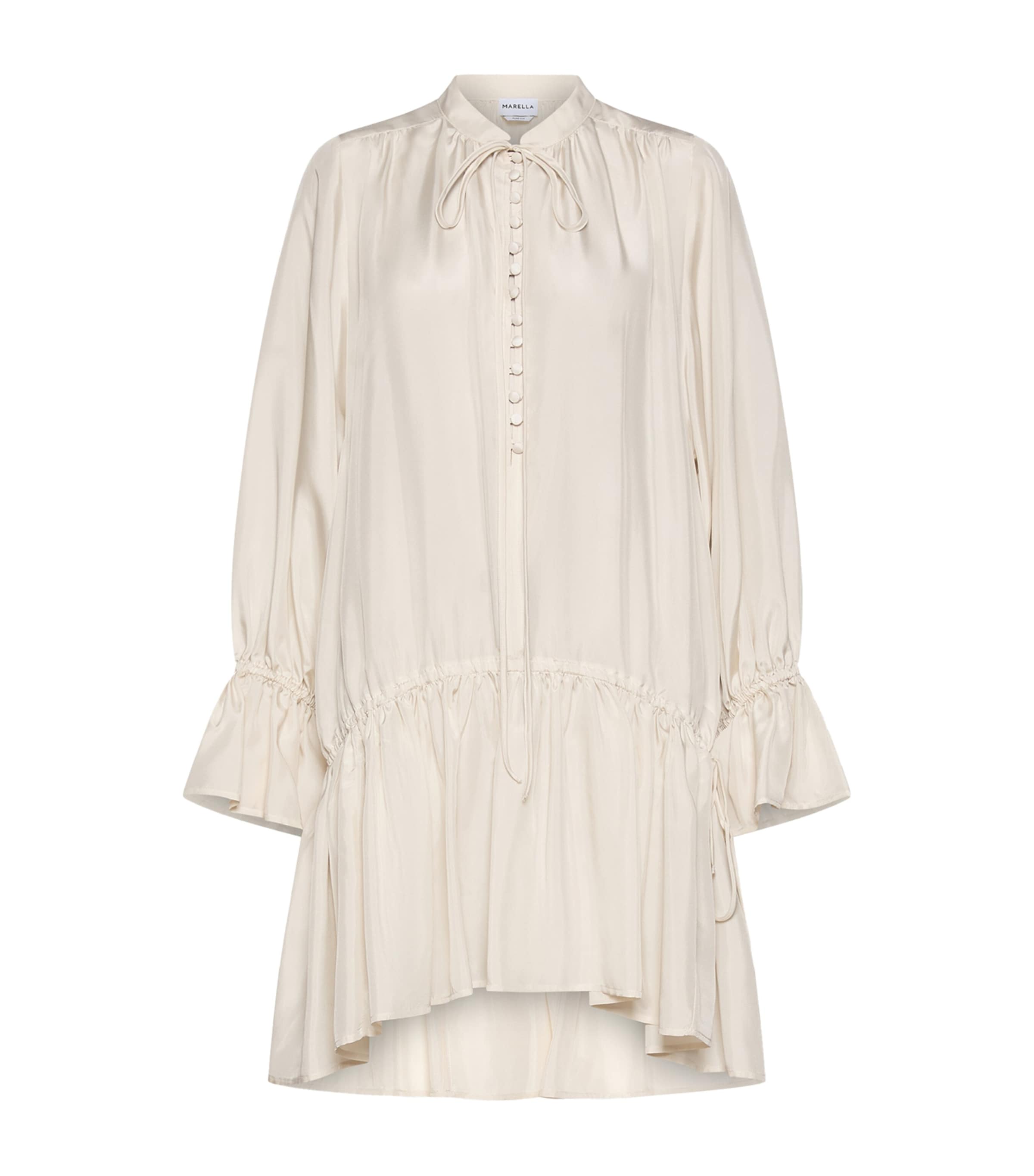Marella Womens Silk Ruched Mini Shirt Dress White