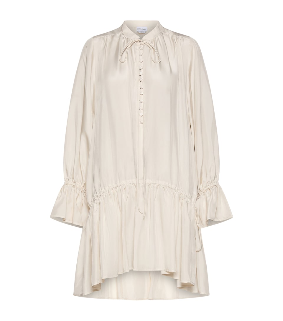 Marella Womens Silk Ruched Mini Shirt Dress White